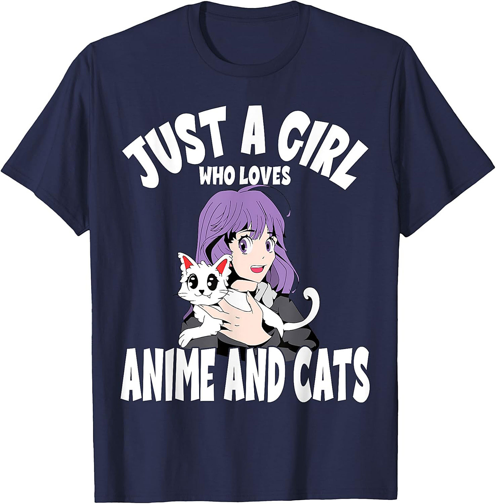 Anime and Cats T-Shirt | Funny Otaku Girl Graphic Tee