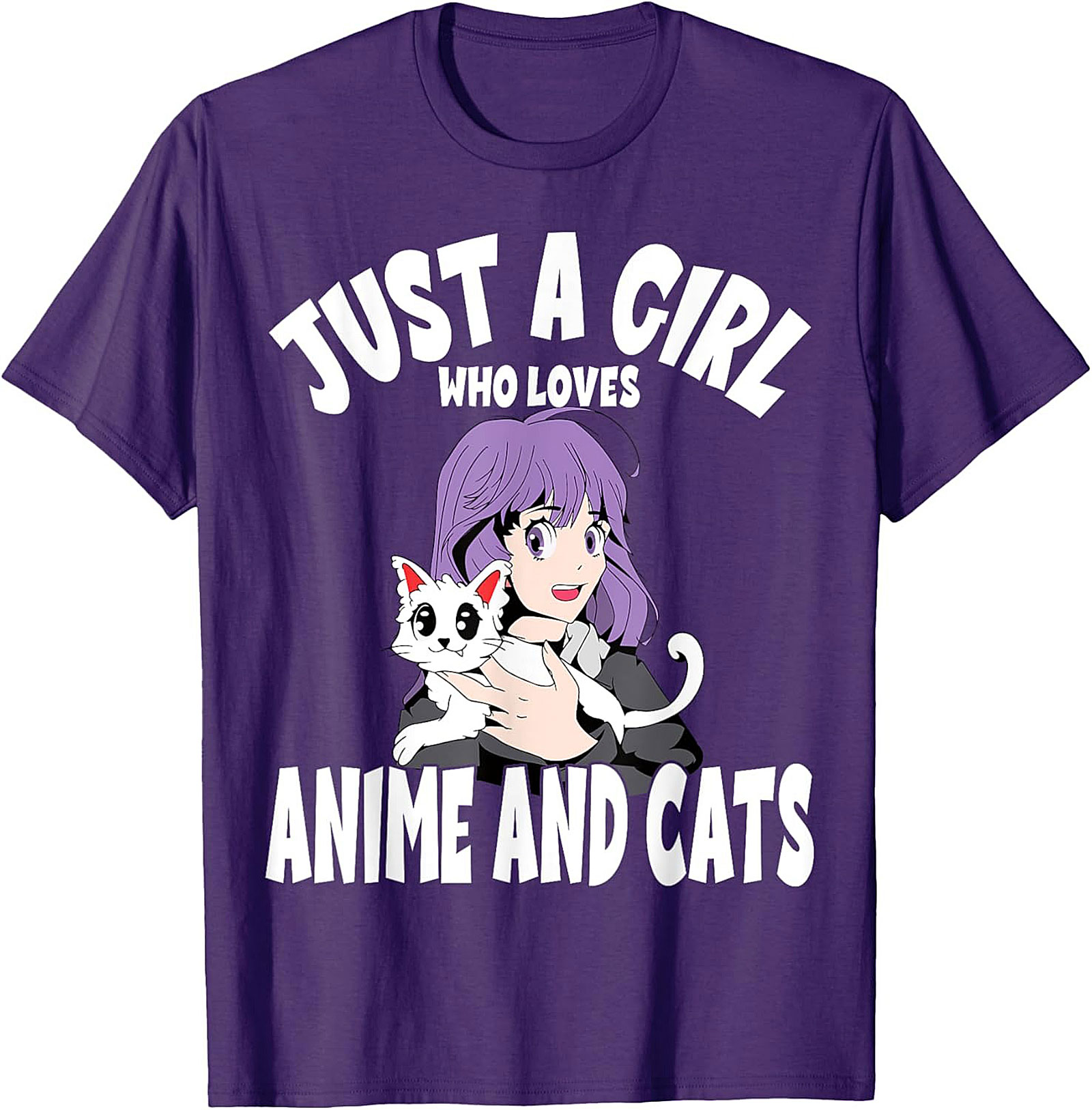 Anime and Cats T-Shirt | Funny Otaku Girl Graphic Tee