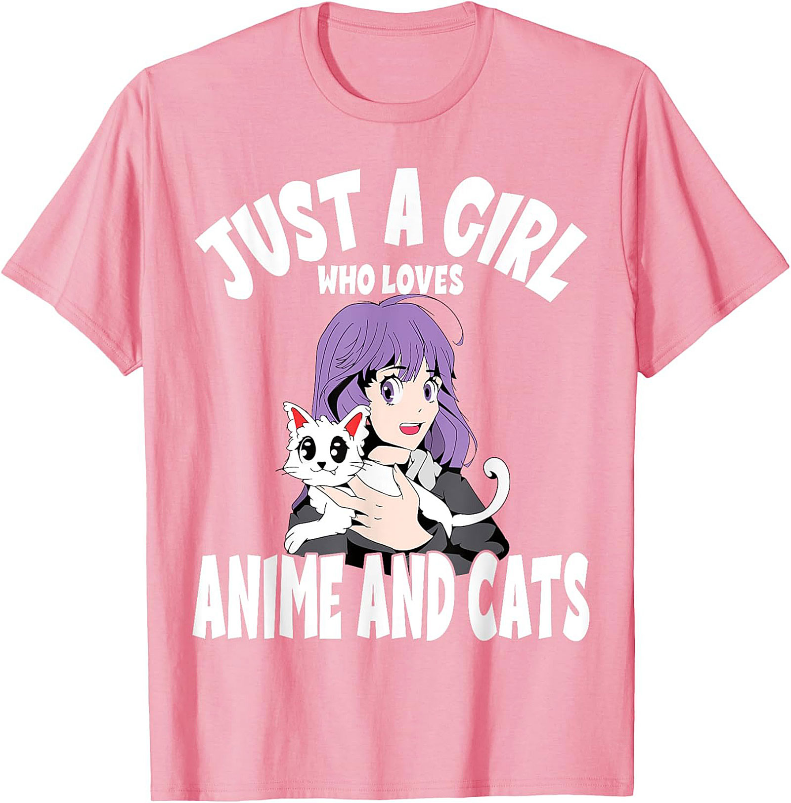 Anime and Cats T-Shirt | Funny Otaku Girl Graphic Tee
