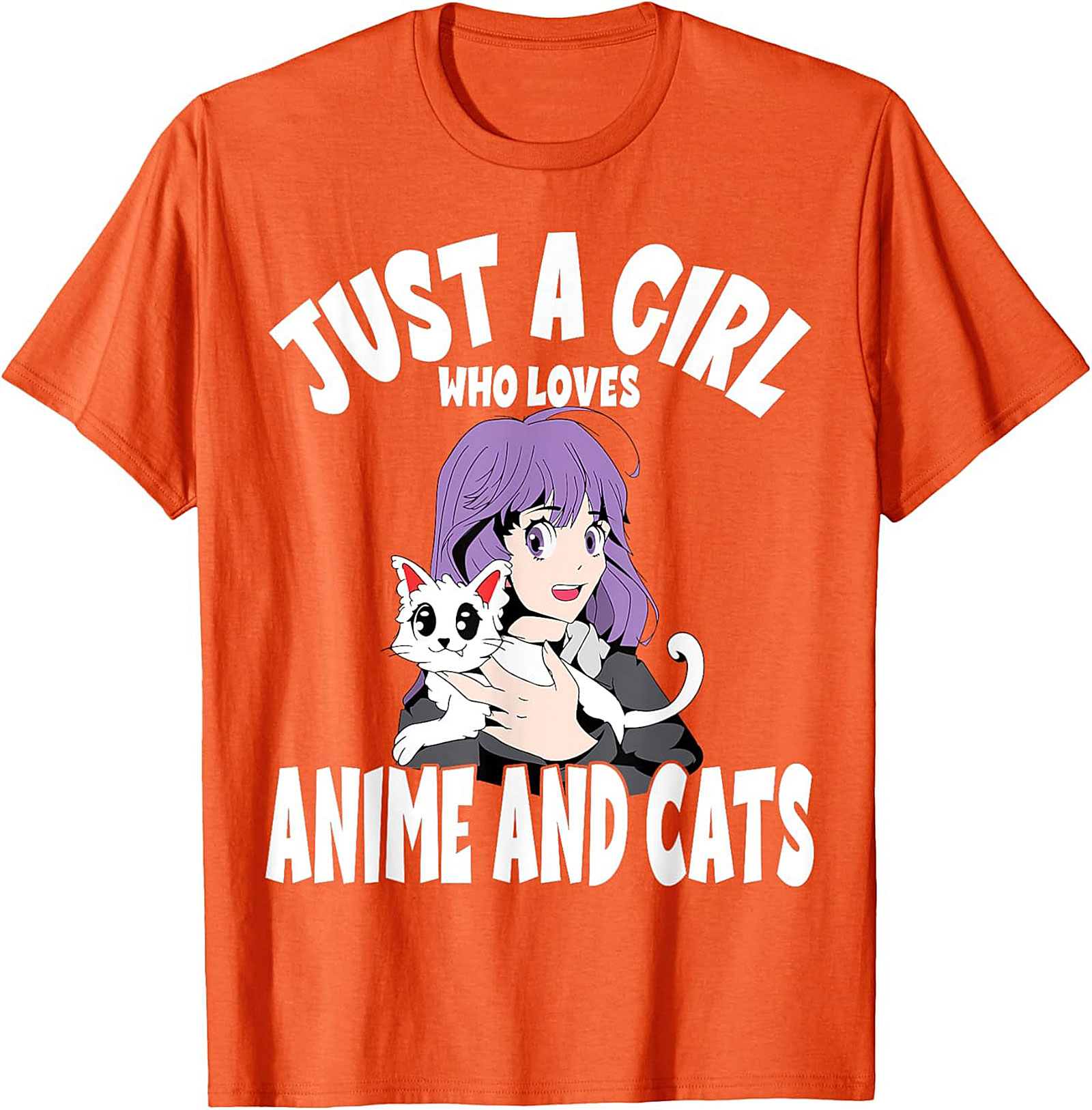 Anime and Cats T-Shirt | Funny Otaku Girl Graphic Tee