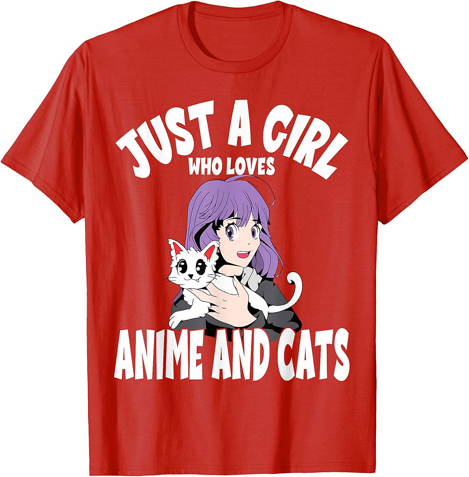 Anime and Cats T-Shirt | Funny Otaku Girl Graphic Tee