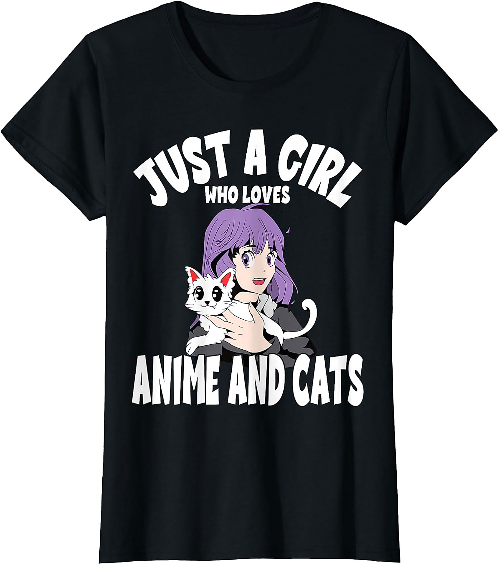 Anime and Cats T-Shirt | Funny Otaku Girl Graphic Tee