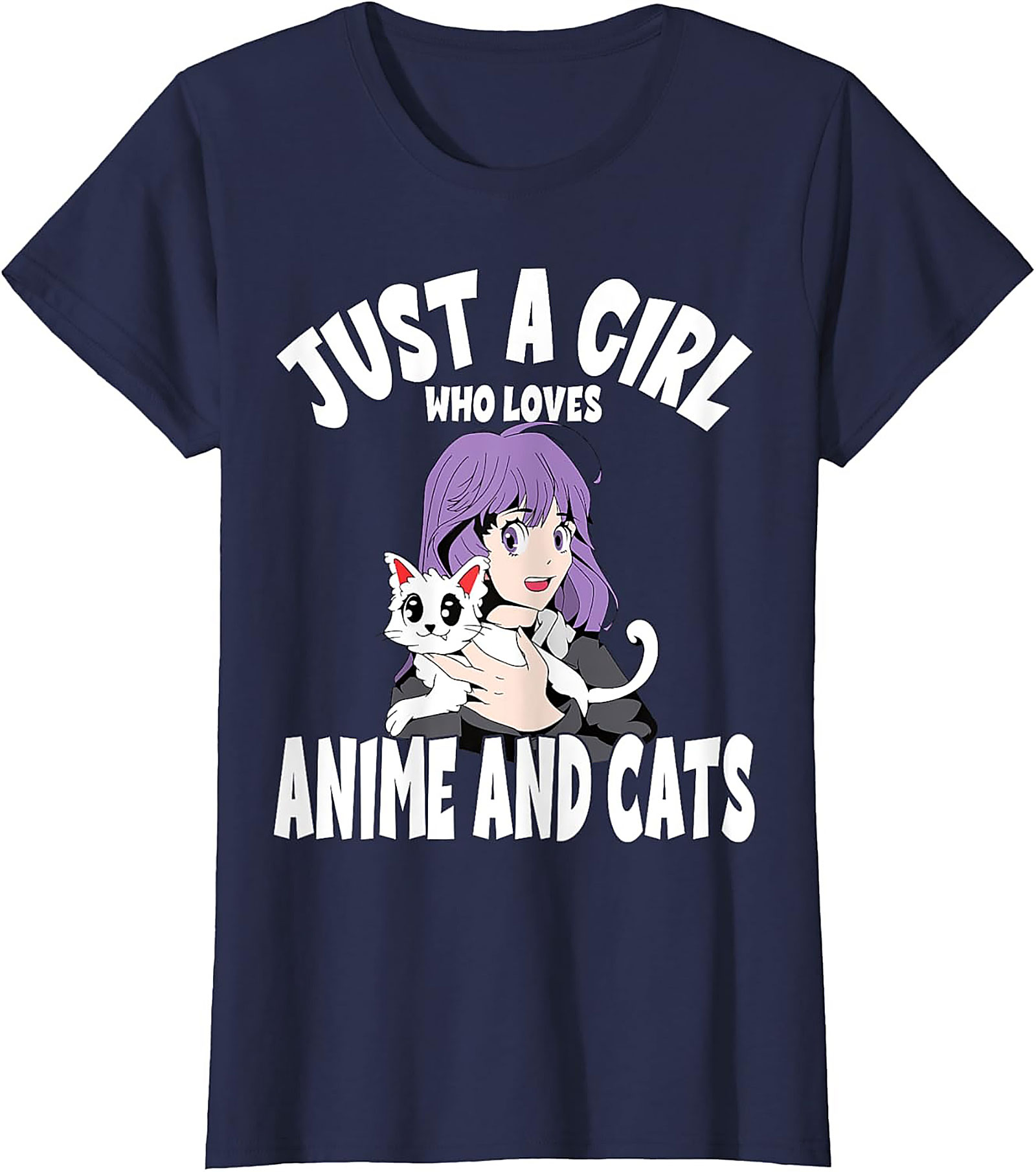 Anime and Cats T-Shirt | Funny Otaku Girl Graphic Tee