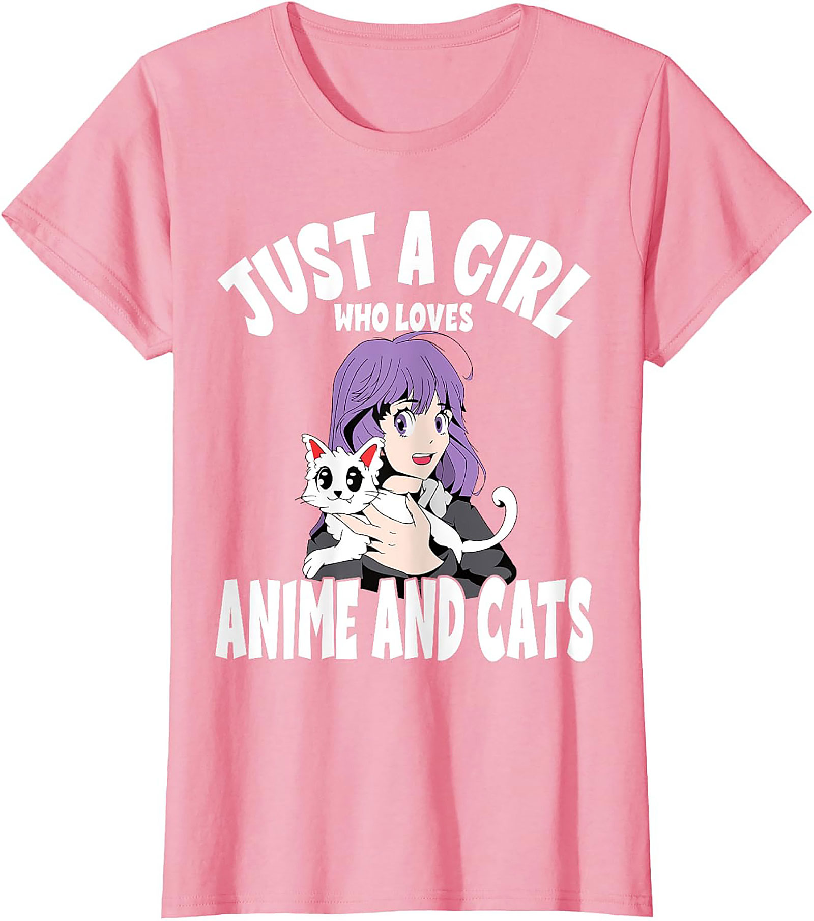 Anime and Cats T-Shirt | Funny Otaku Girl Graphic Tee