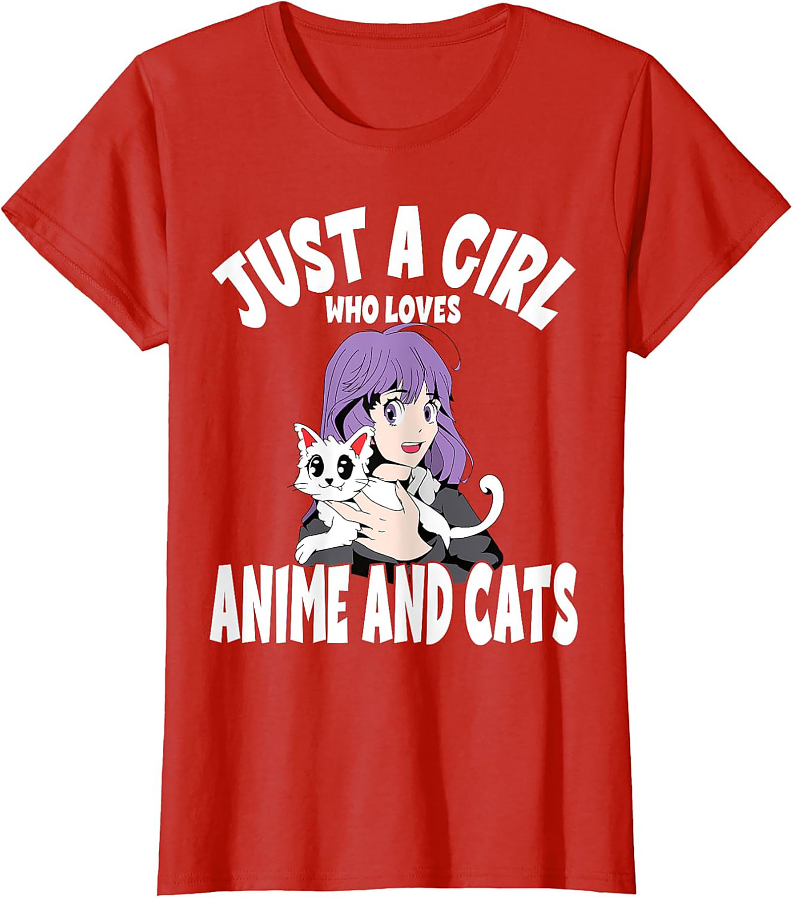 Anime and Cats T-Shirt | Funny Otaku Girl Graphic Tee