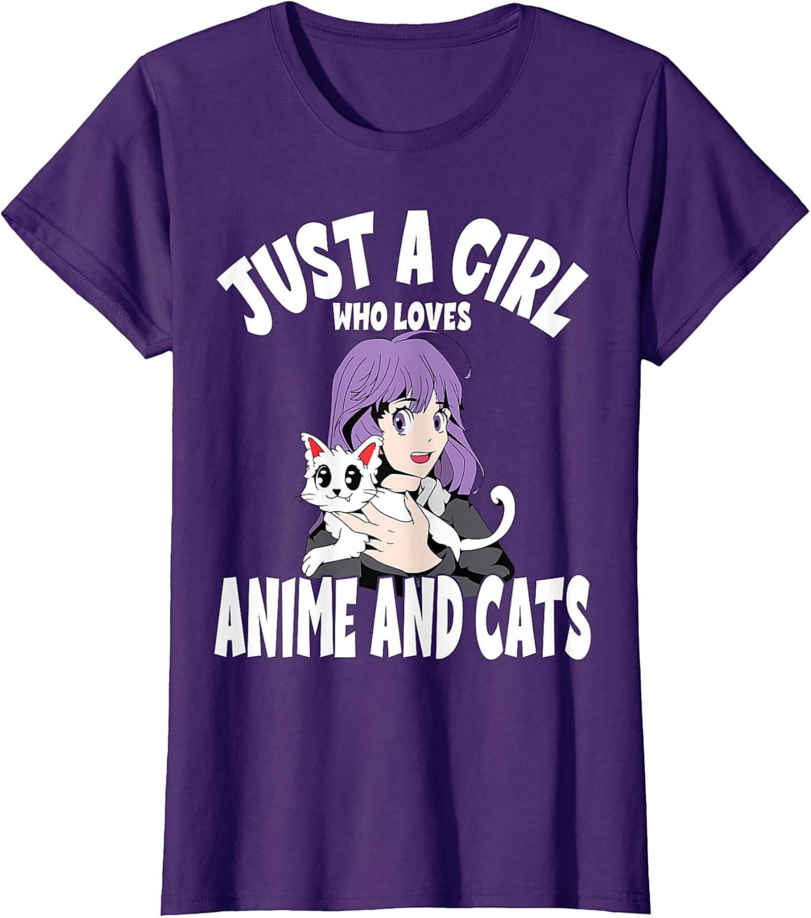 Anime and Cats T-Shirt | Funny Otaku Girl Graphic Tee