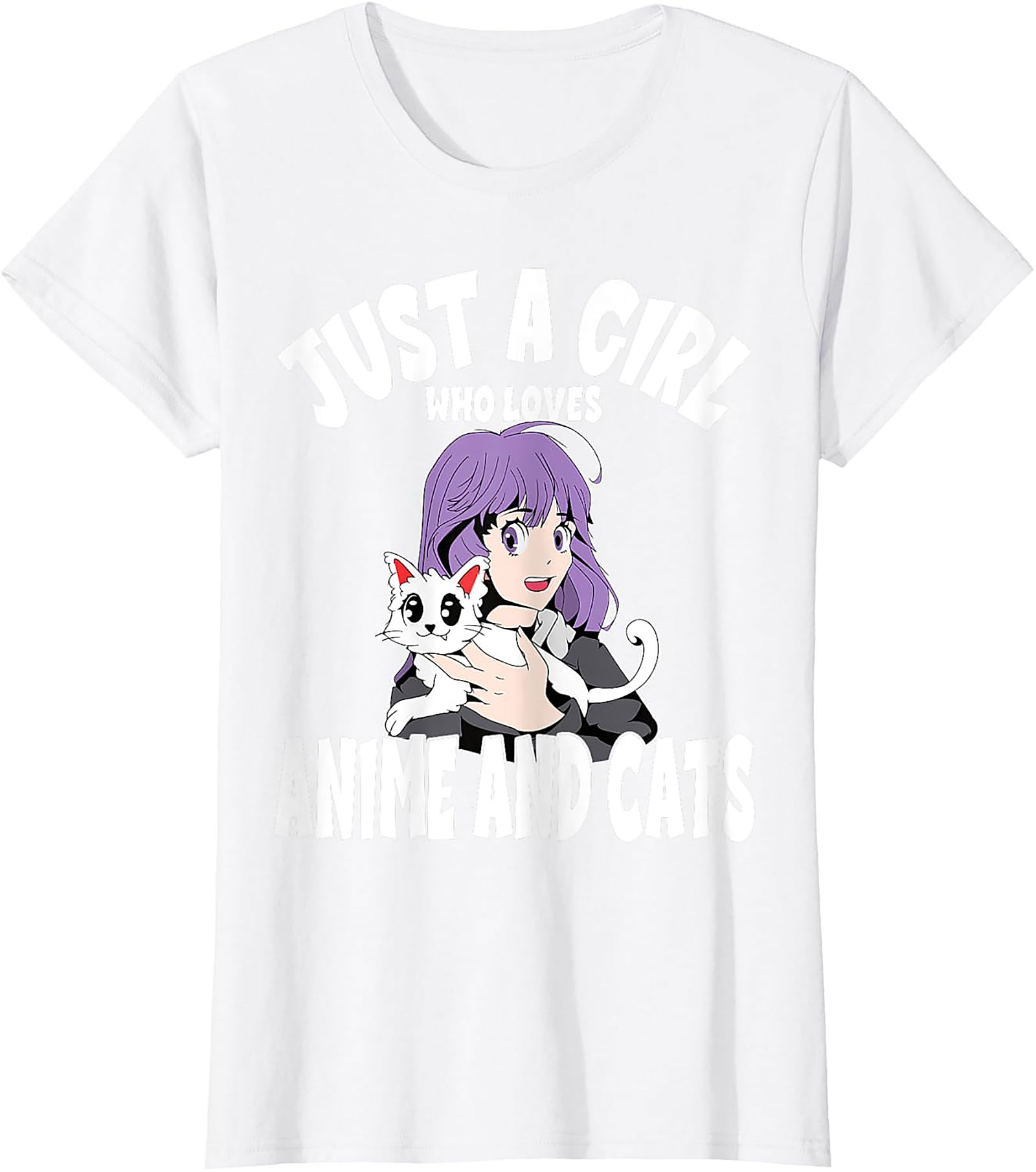 Anime and Cats T-Shirt | Funny Otaku Girl Graphic Tee