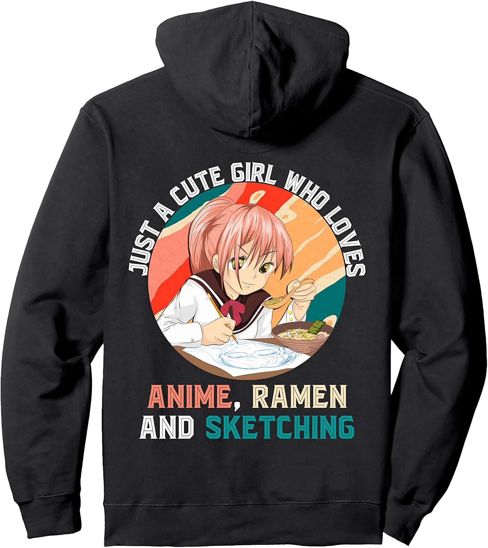 Anime Ramen Sketching Pullover Hoodie | Cozy Otaku Gift