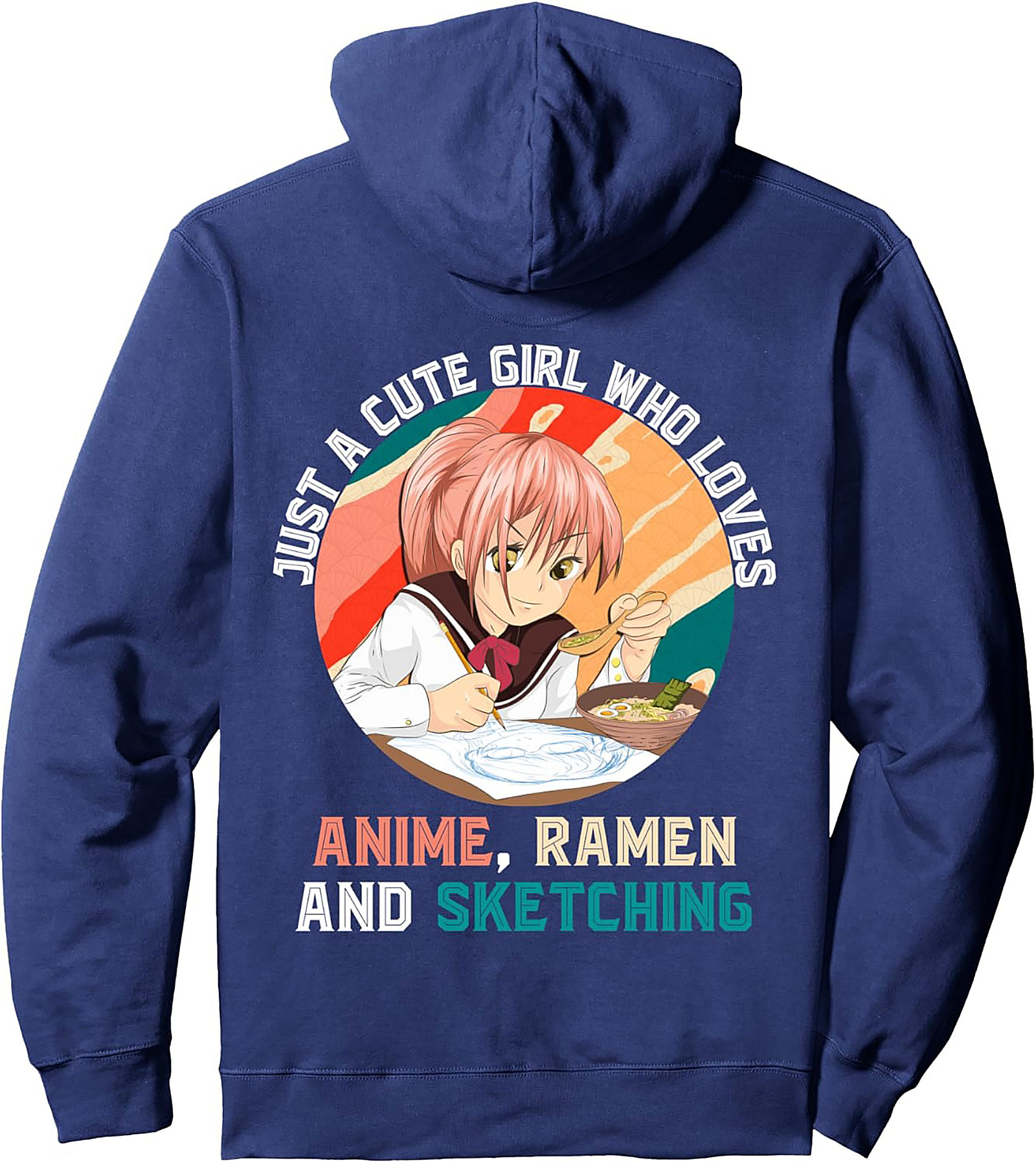 Anime Ramen Sketching Pullover Hoodie | Cozy Otaku Gift