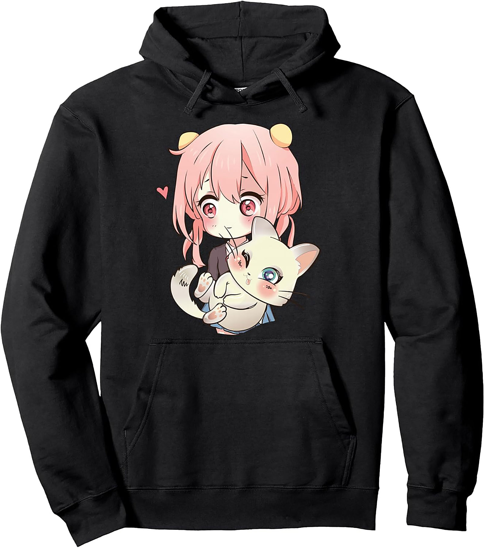 Kawaii Chibi Cat Anime Pullover Hoodie | Cozy Unisex Fit