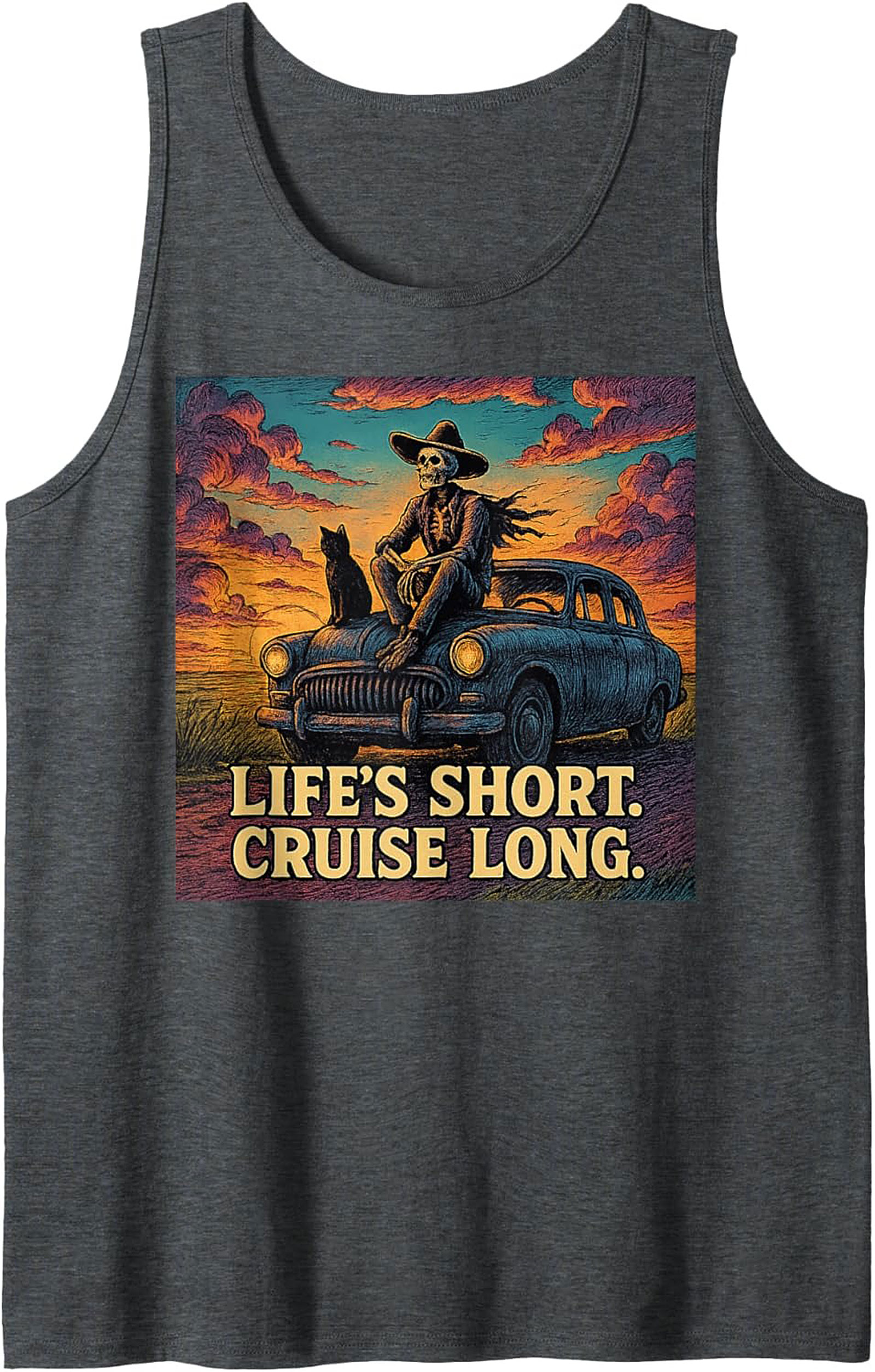 Life's Short Cruise Long Road Trip Graphic Tank Unisex Sleeveless Shirt