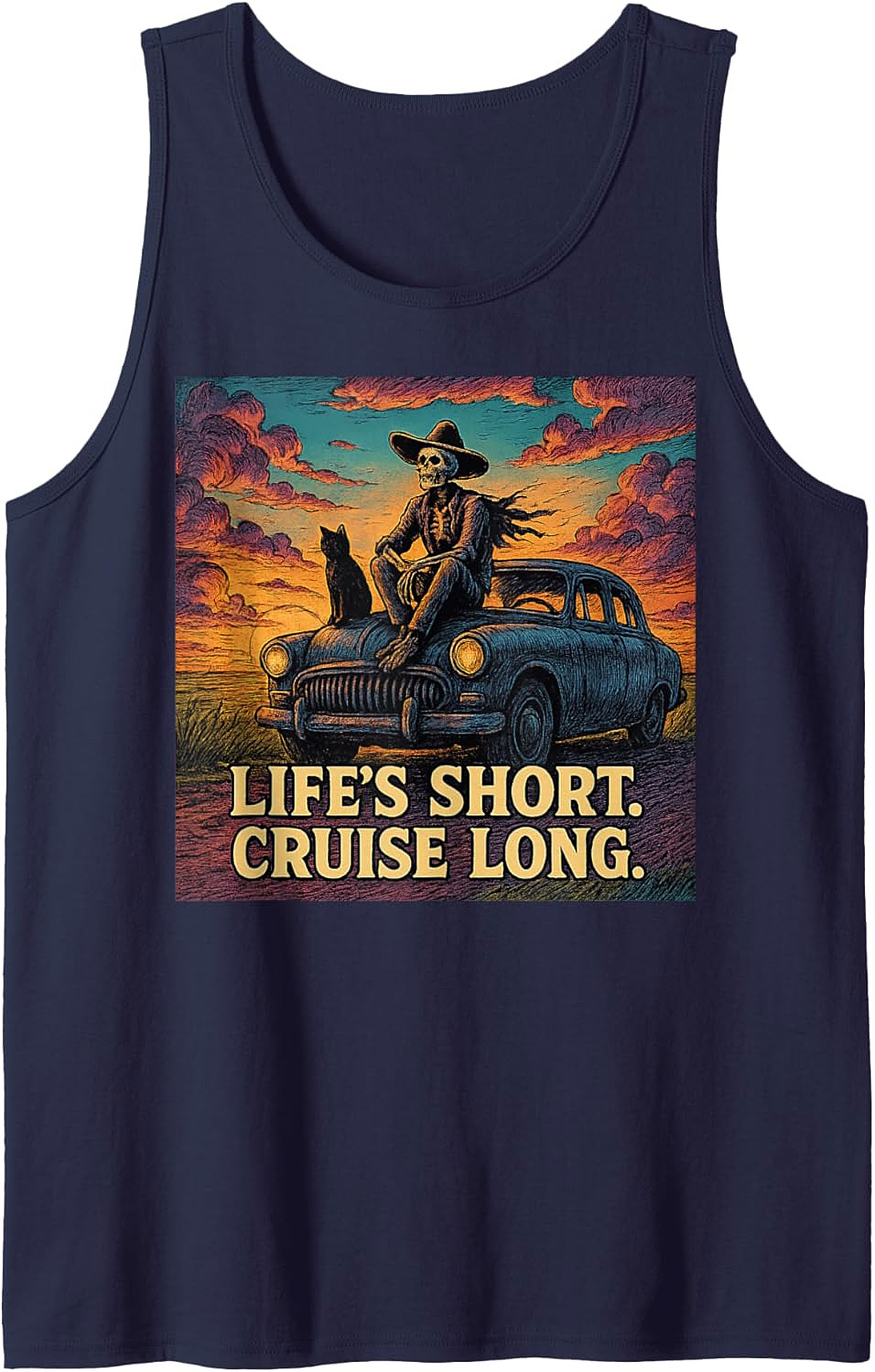 Life's Short Cruise Long Road Trip Graphic Tank Unisex Sleeveless Shirt