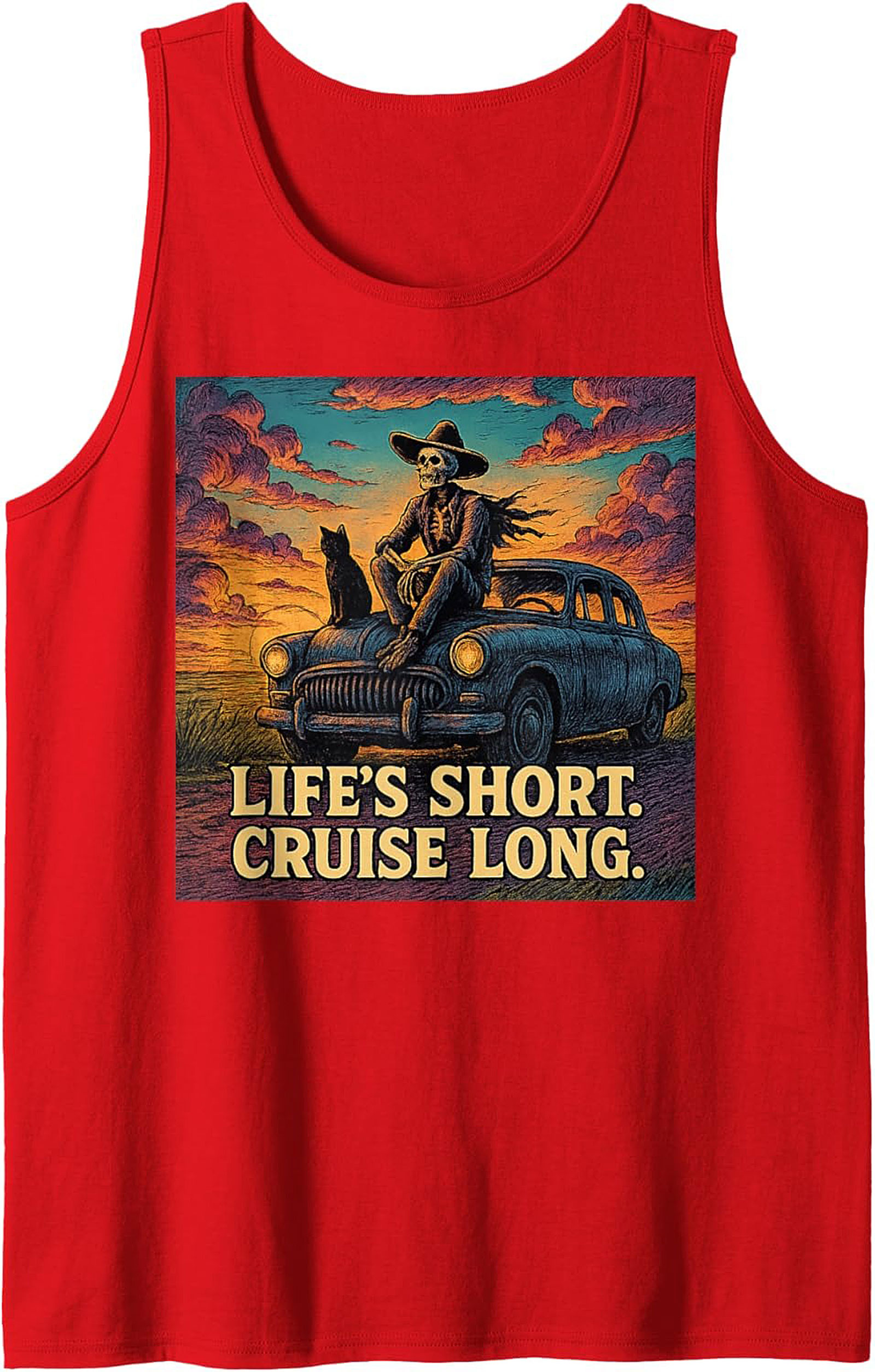 Life's Short Cruise Long Road Trip Graphic Tank Unisex Sleeveless Shirt