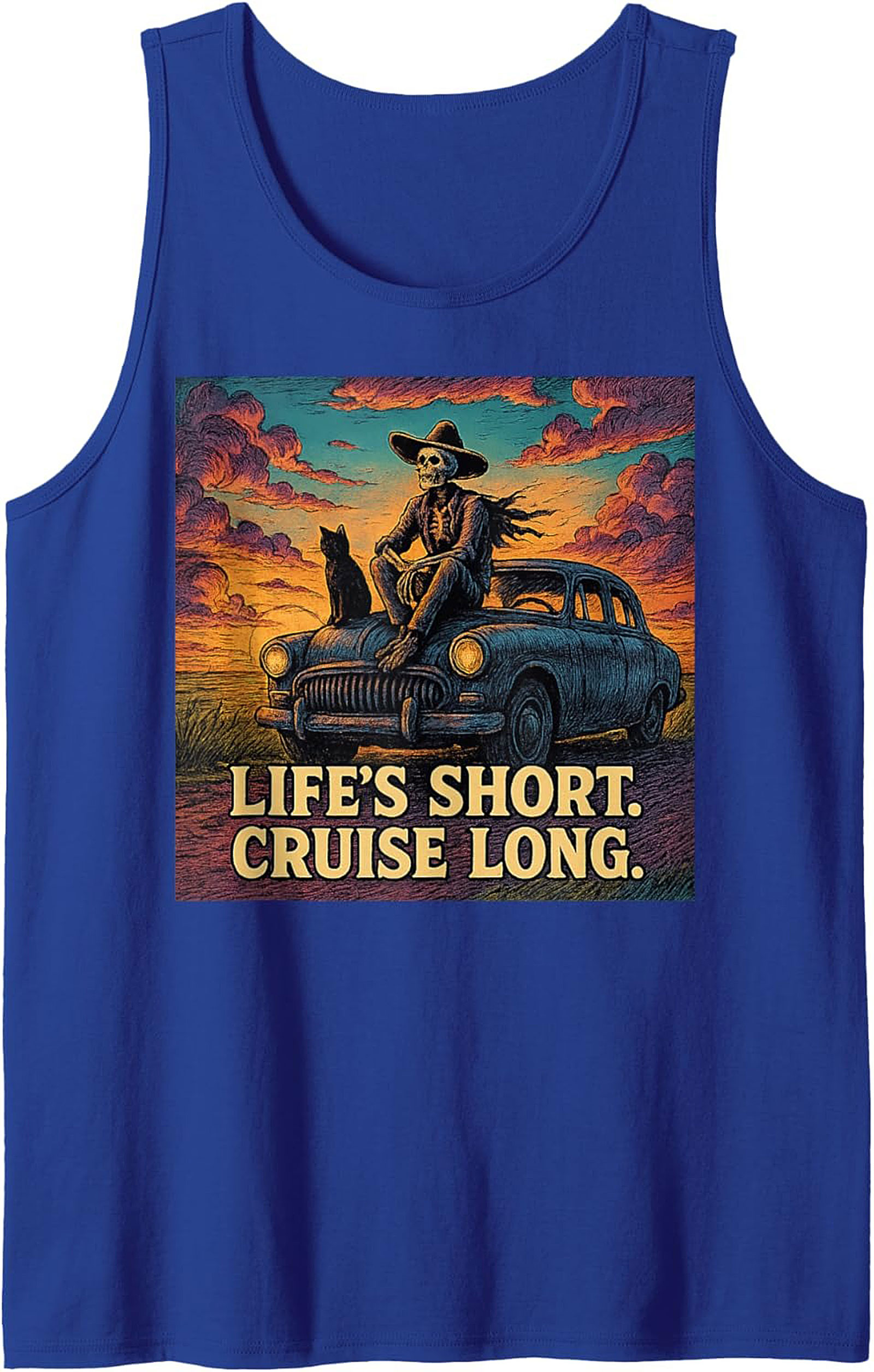 Life's Short Cruise Long Road Trip Graphic Tank Unisex Sleeveless Shirt