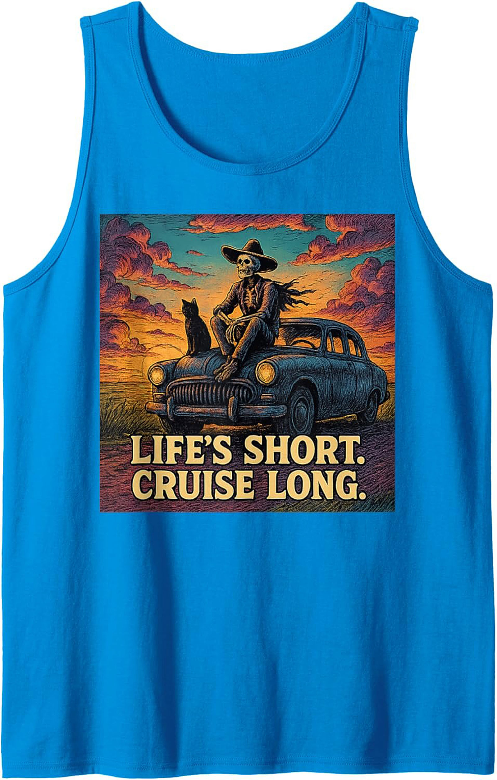 Life's Short Cruise Long Road Trip Graphic Tank Unisex Sleeveless Shirt