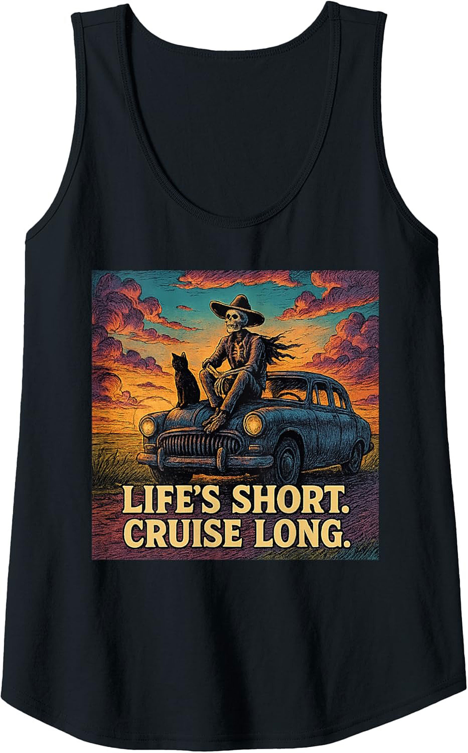 Life's Short Cruise Long Road Trip Graphic Tank Unisex Sleeveless Shirt