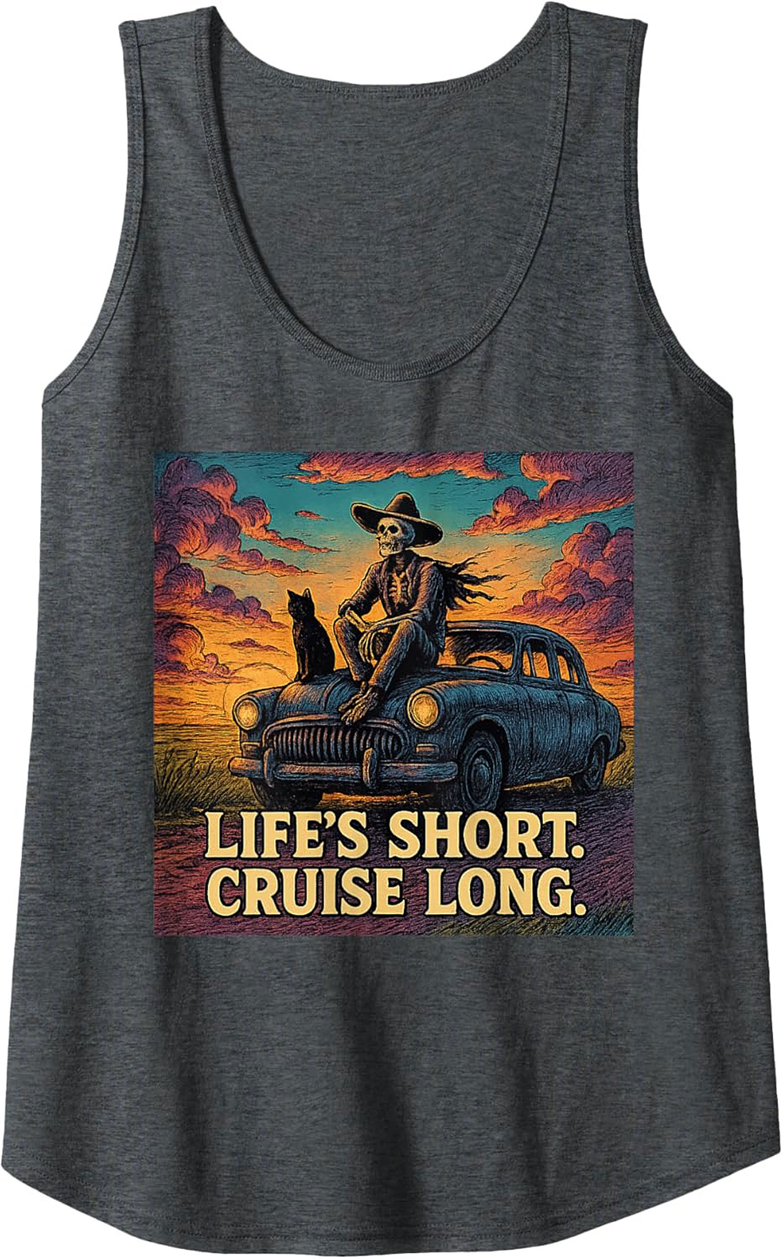 Life's Short Cruise Long Road Trip Graphic Tank Unisex Sleeveless Shirt