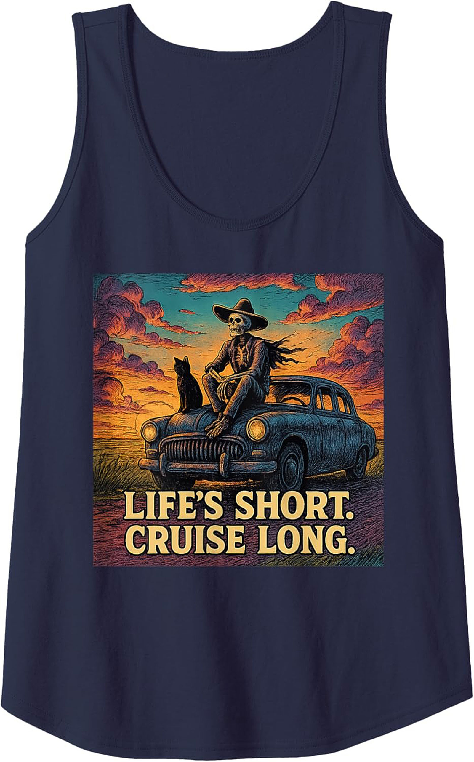 Life's Short Cruise Long Road Trip Graphic Tank Unisex Sleeveless Shirt