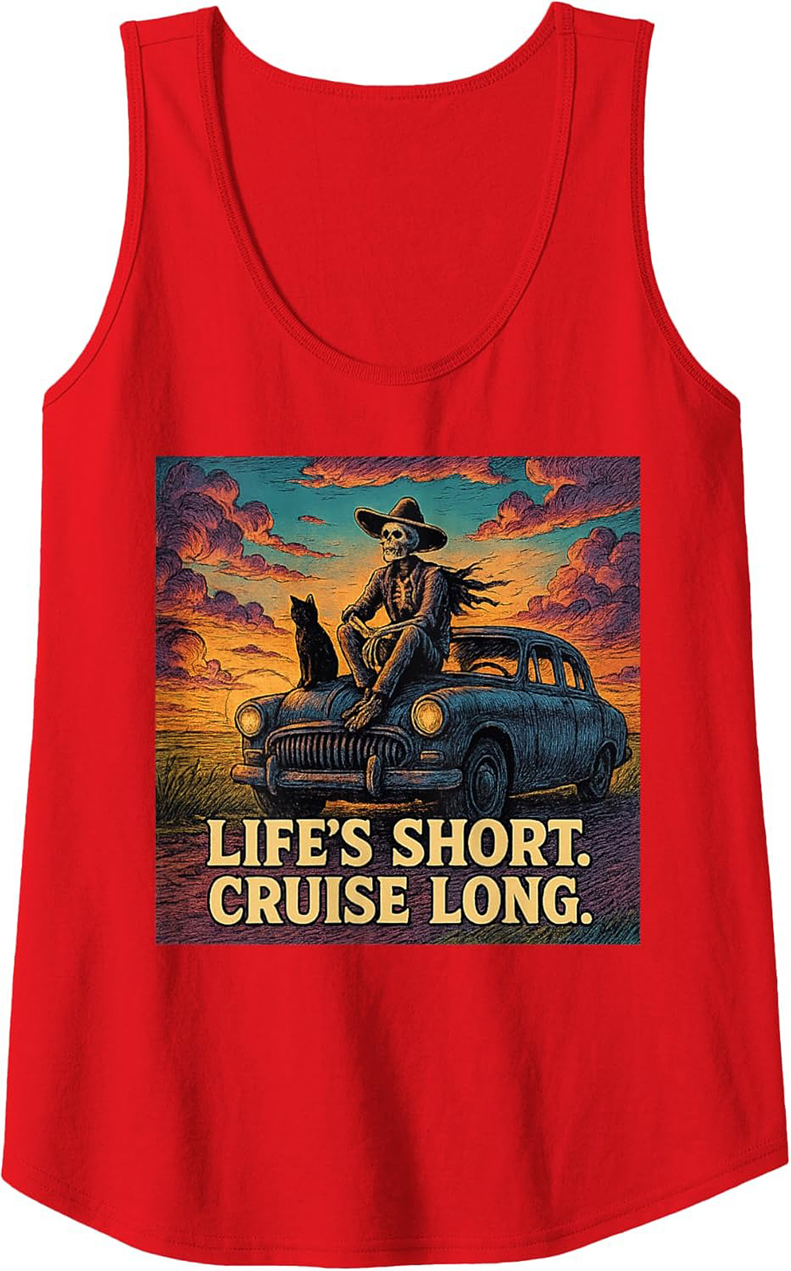 Life's Short Cruise Long Road Trip Graphic Tank Unisex Sleeveless Shirt