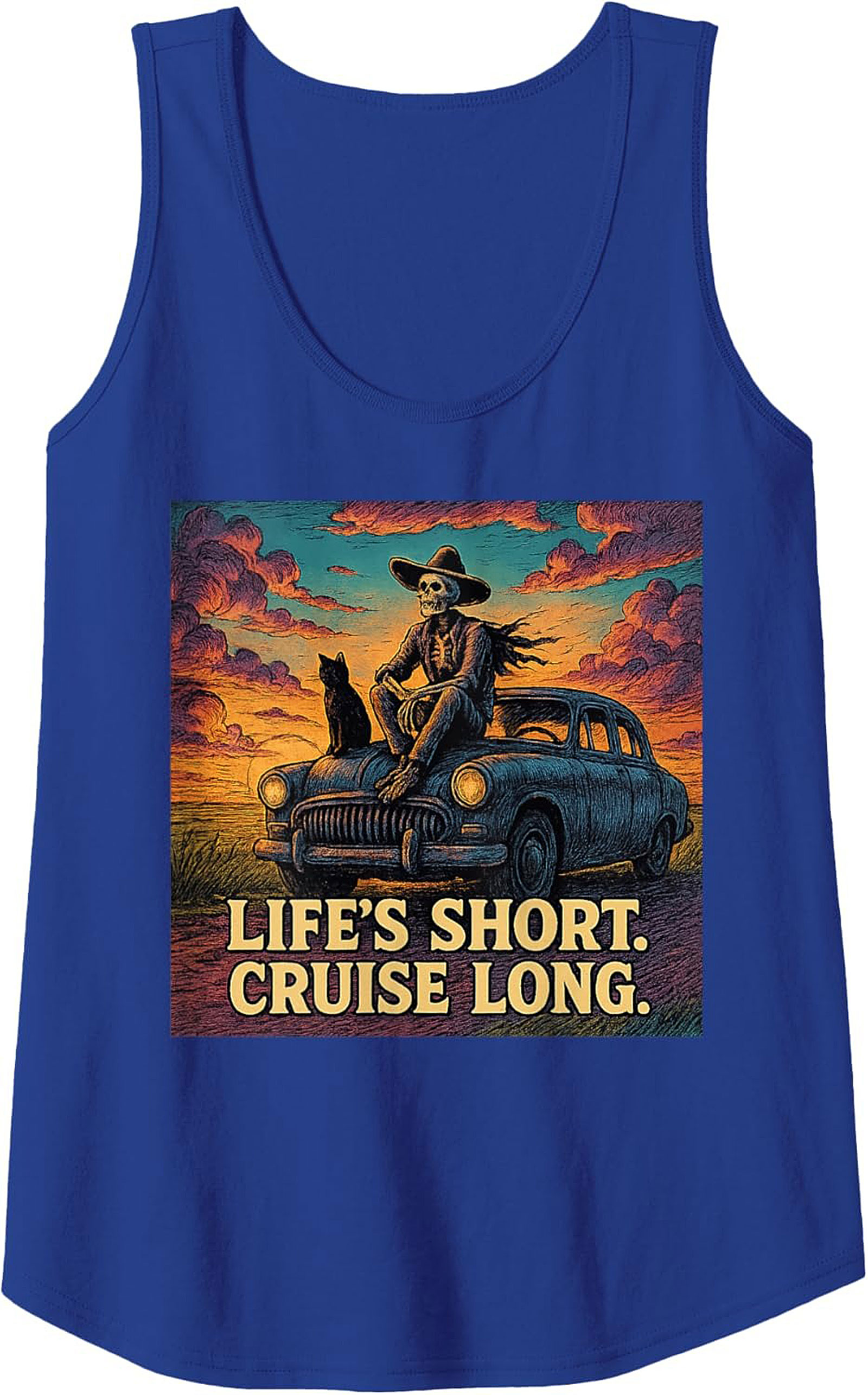 Life's Short Cruise Long Road Trip Graphic Tank Unisex Sleeveless Shirt