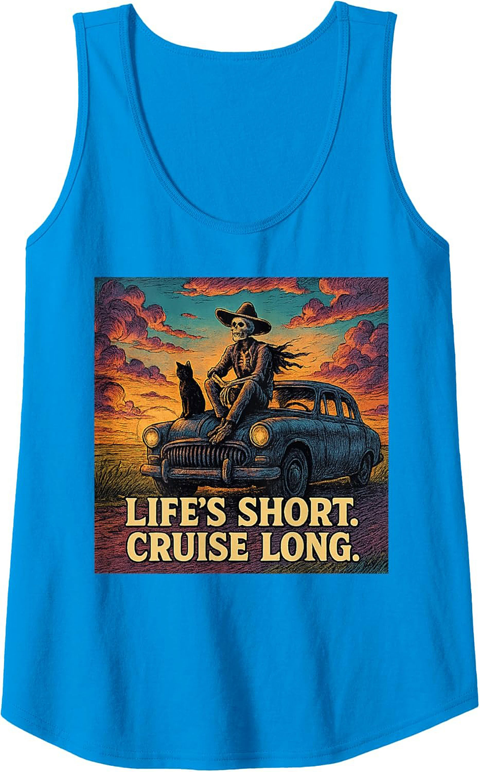 Life's Short Cruise Long Road Trip Graphic Tank Unisex Sleeveless Shirt