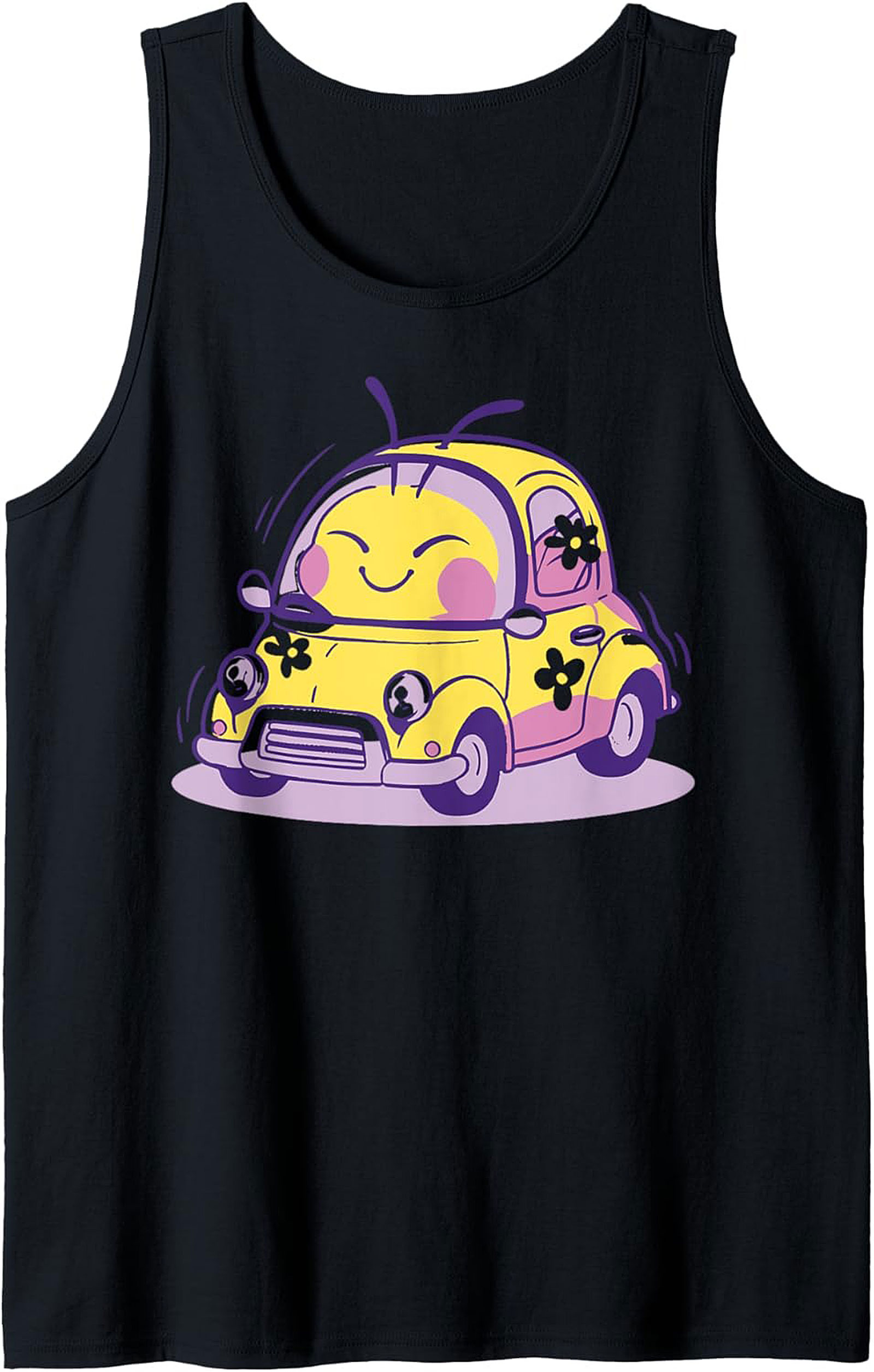 Happy Bug Car Graphic Tank Cute Summer Sleeveless Shirt