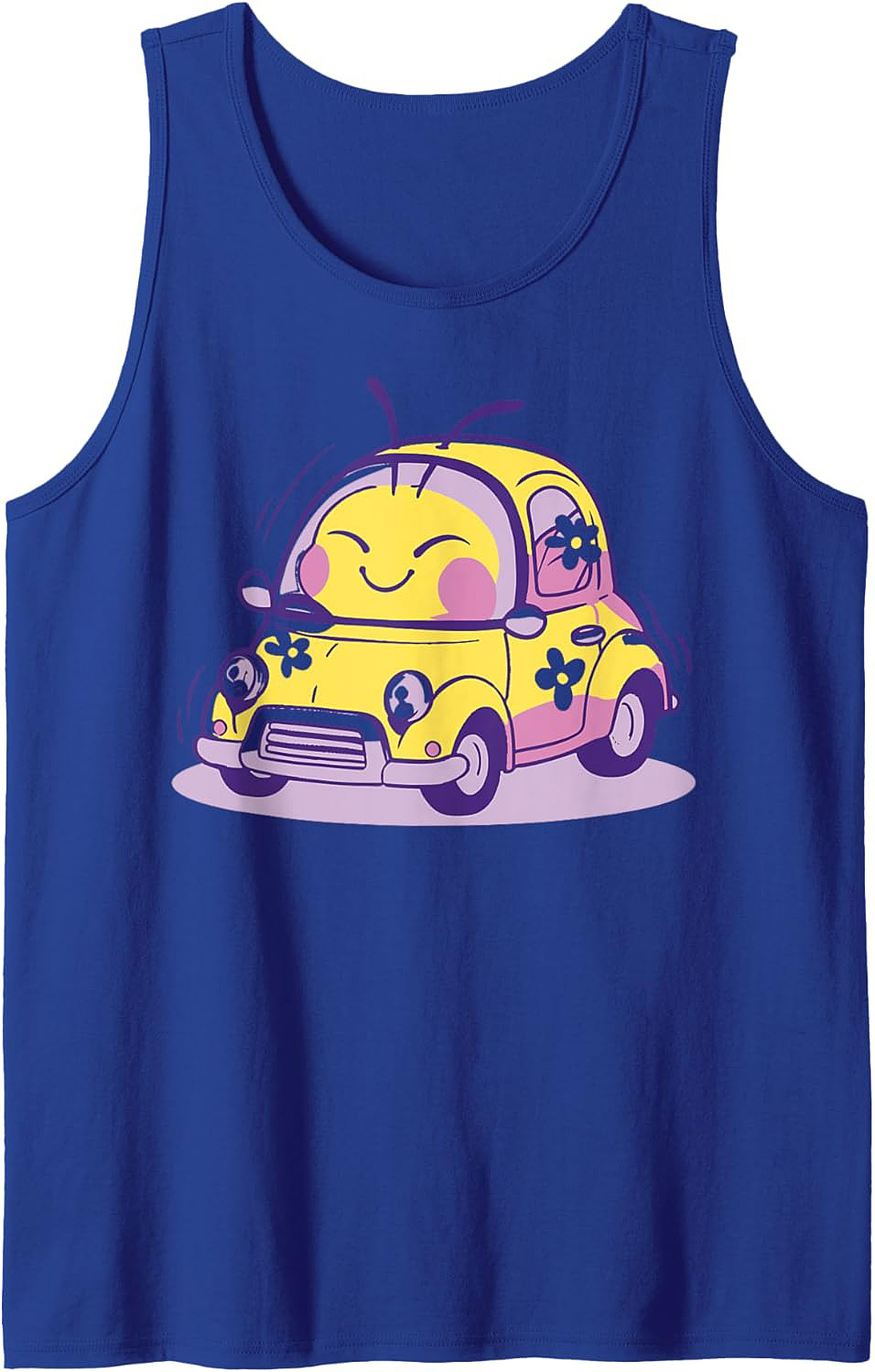 Happy Bug Car Graphic Tank Cute Summer Sleeveless Shirt