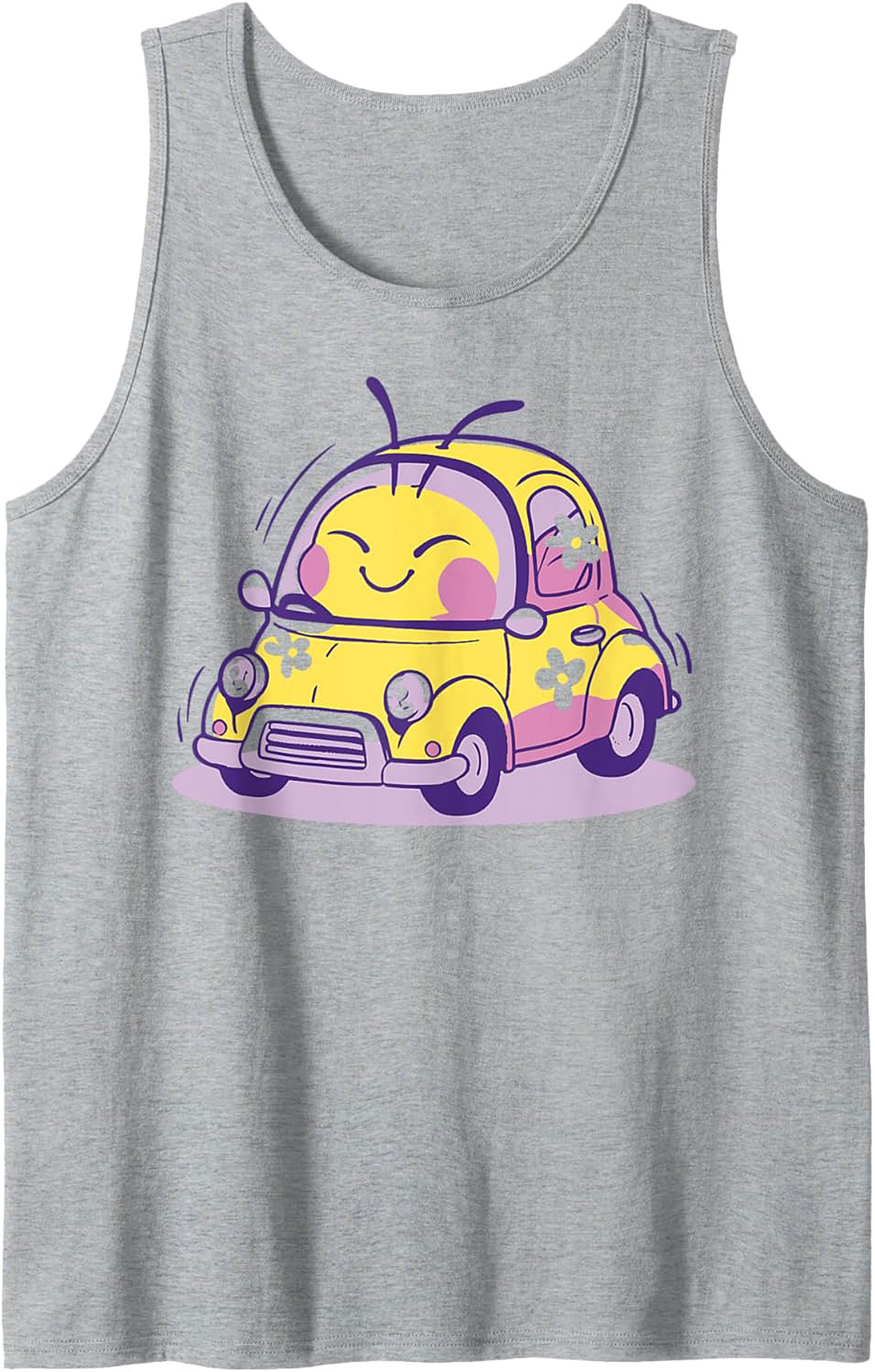 Happy Bug Car Graphic Tank Cute Summer Sleeveless Shirt