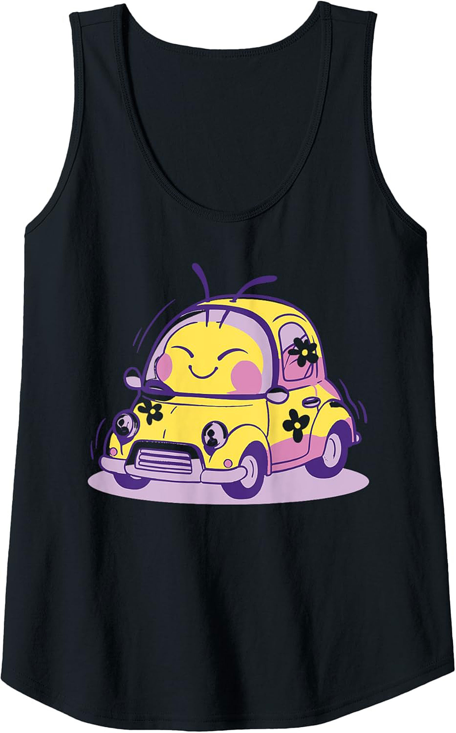 Happy Bug Car Graphic Tank Cute Summer Sleeveless Shirt