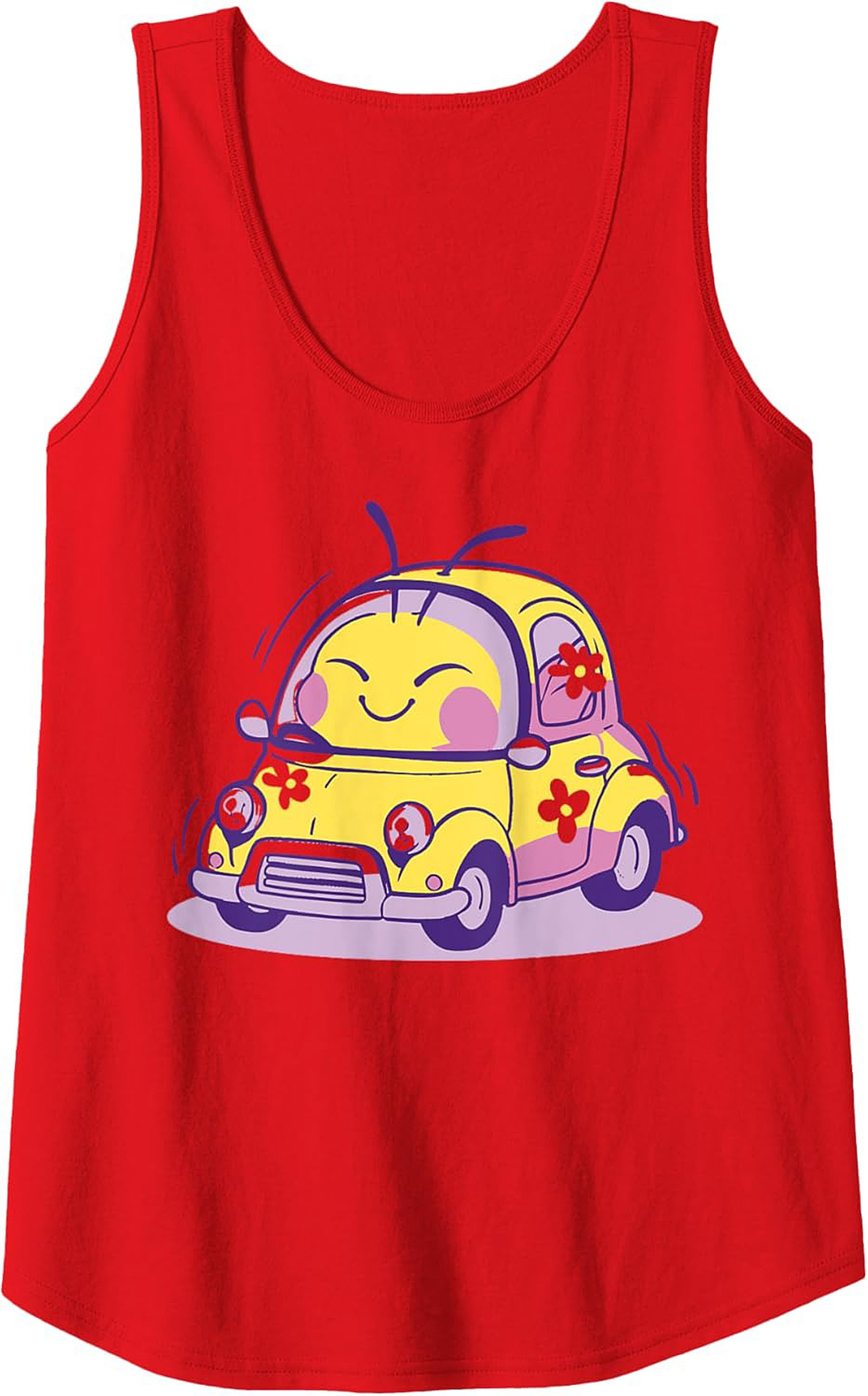 Happy Bug Car Graphic Tank Cute Summer Sleeveless Shirt