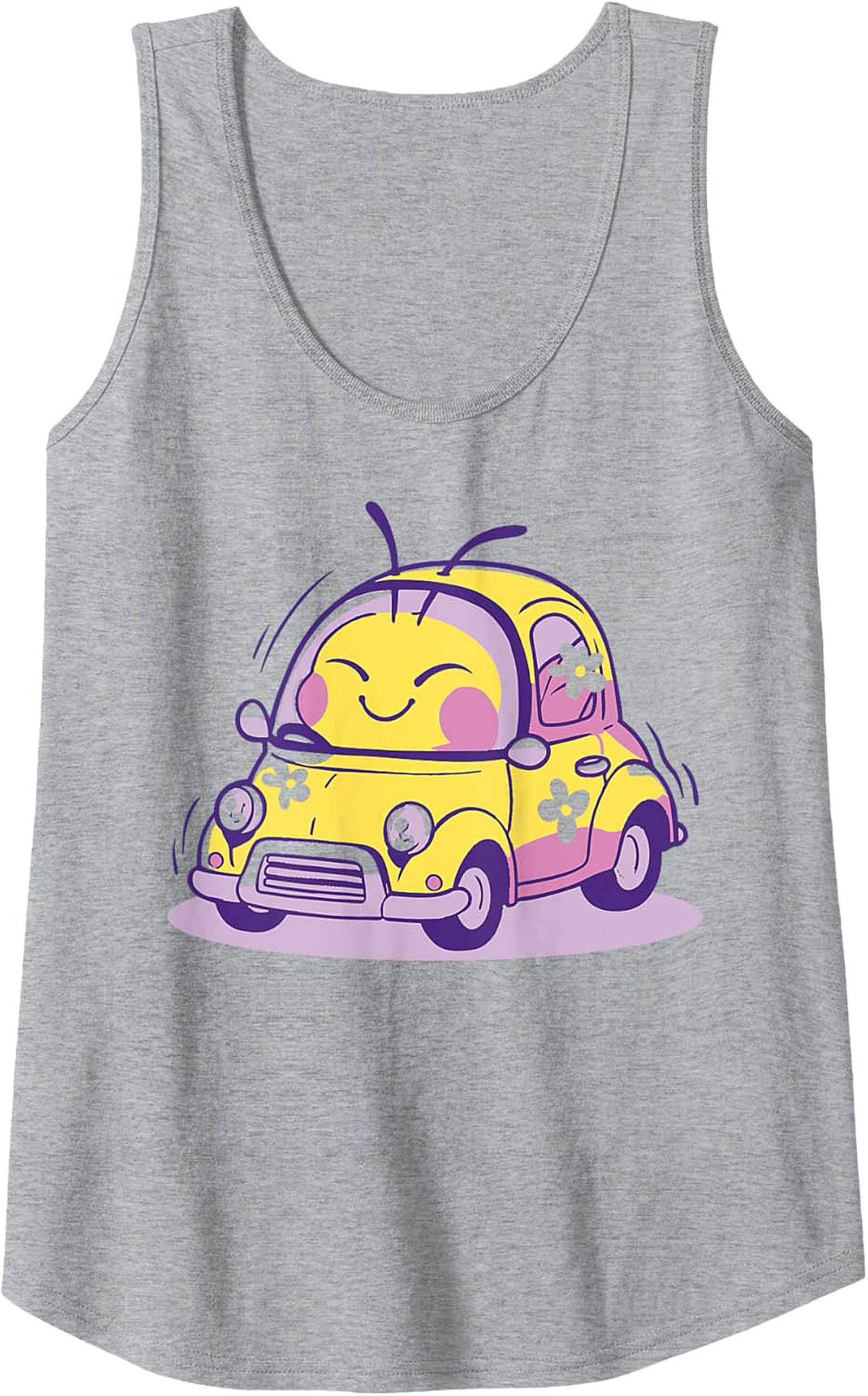 Happy Bug Car Graphic Tank Cute Summer Sleeveless Shirt