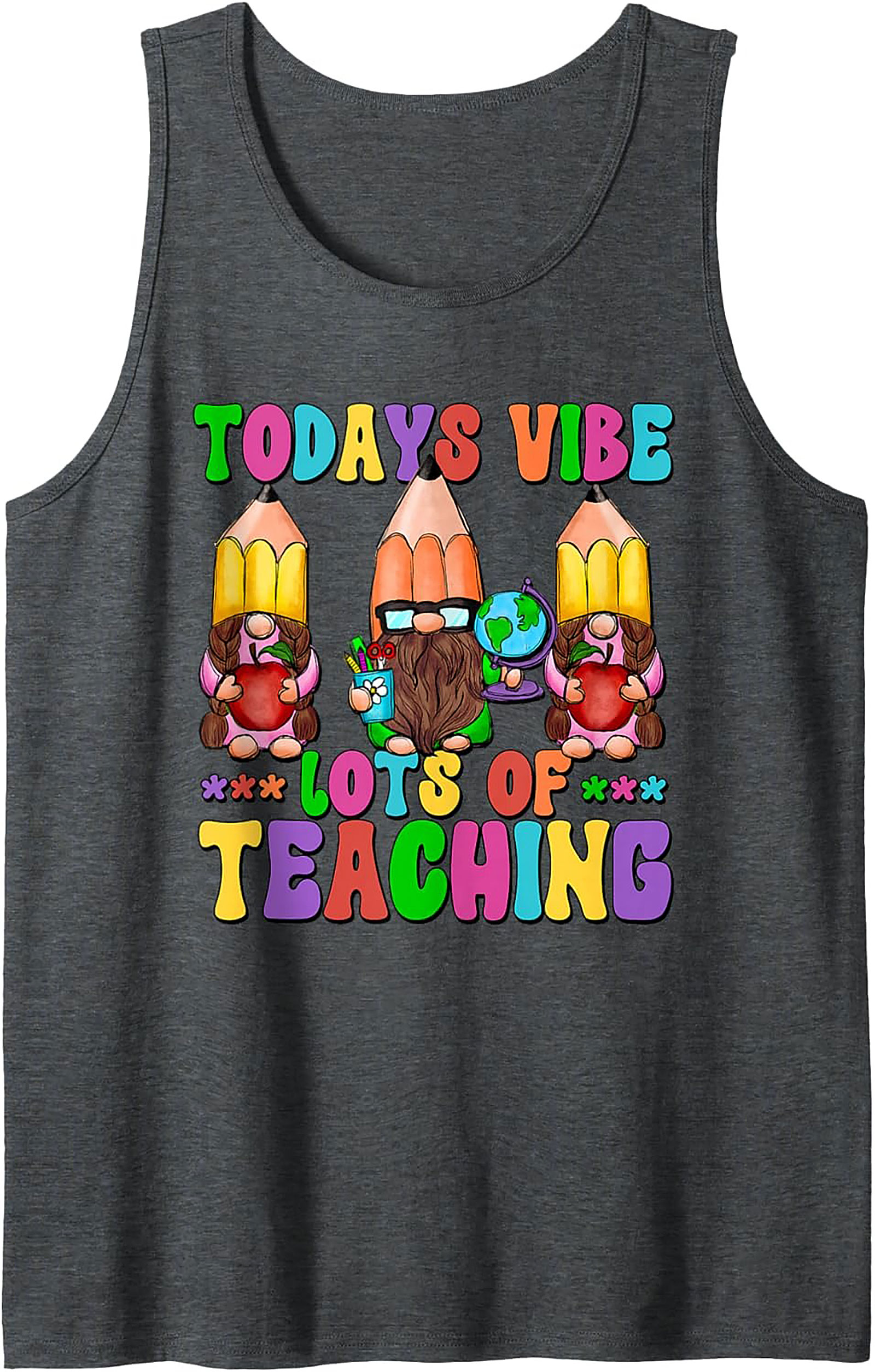 Funny Teacher Tank Top Gnome Back to School Sleeveless Shirt