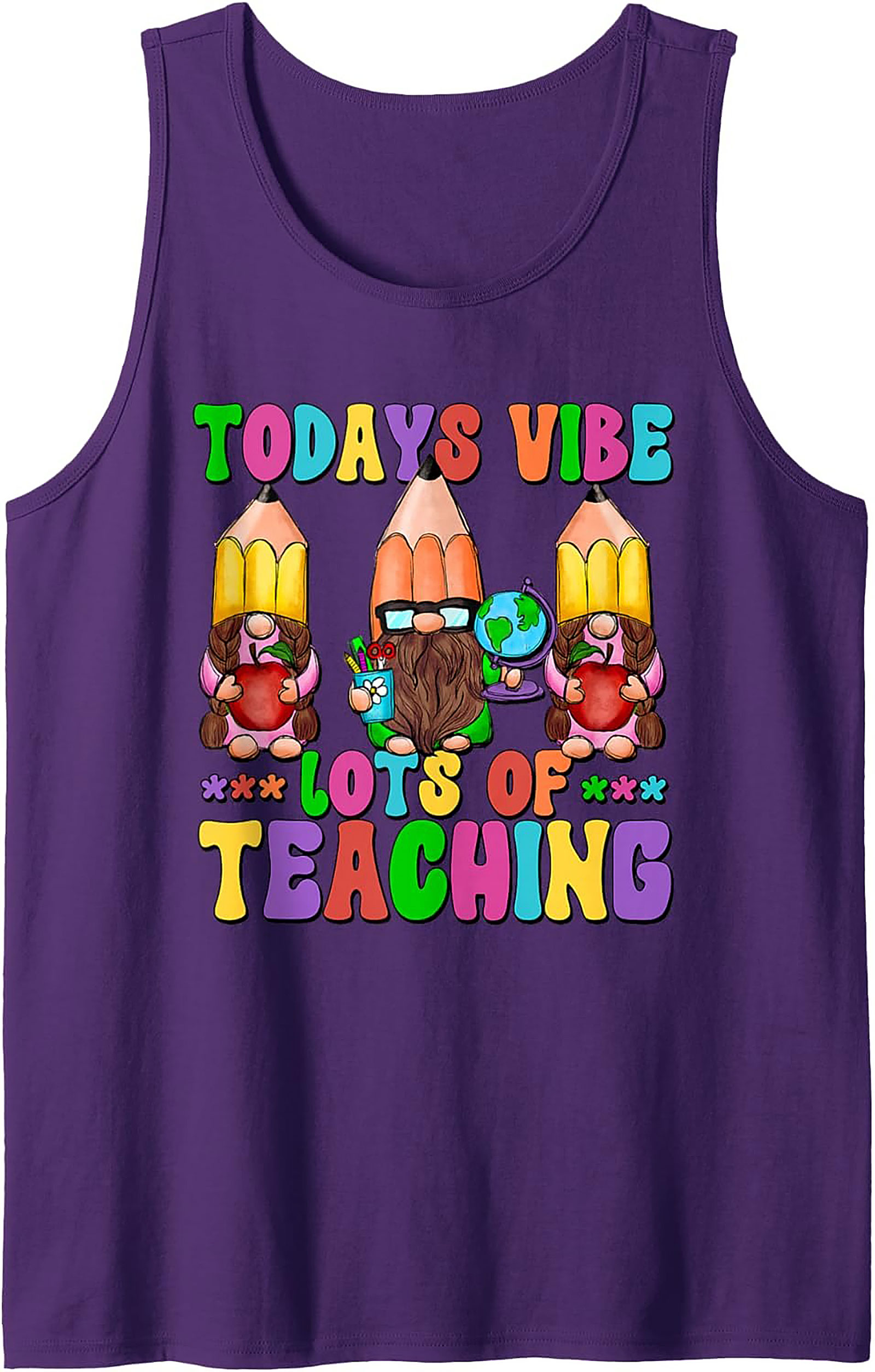 Funny Teacher Tank Top Gnome Back to School Sleeveless Shirt