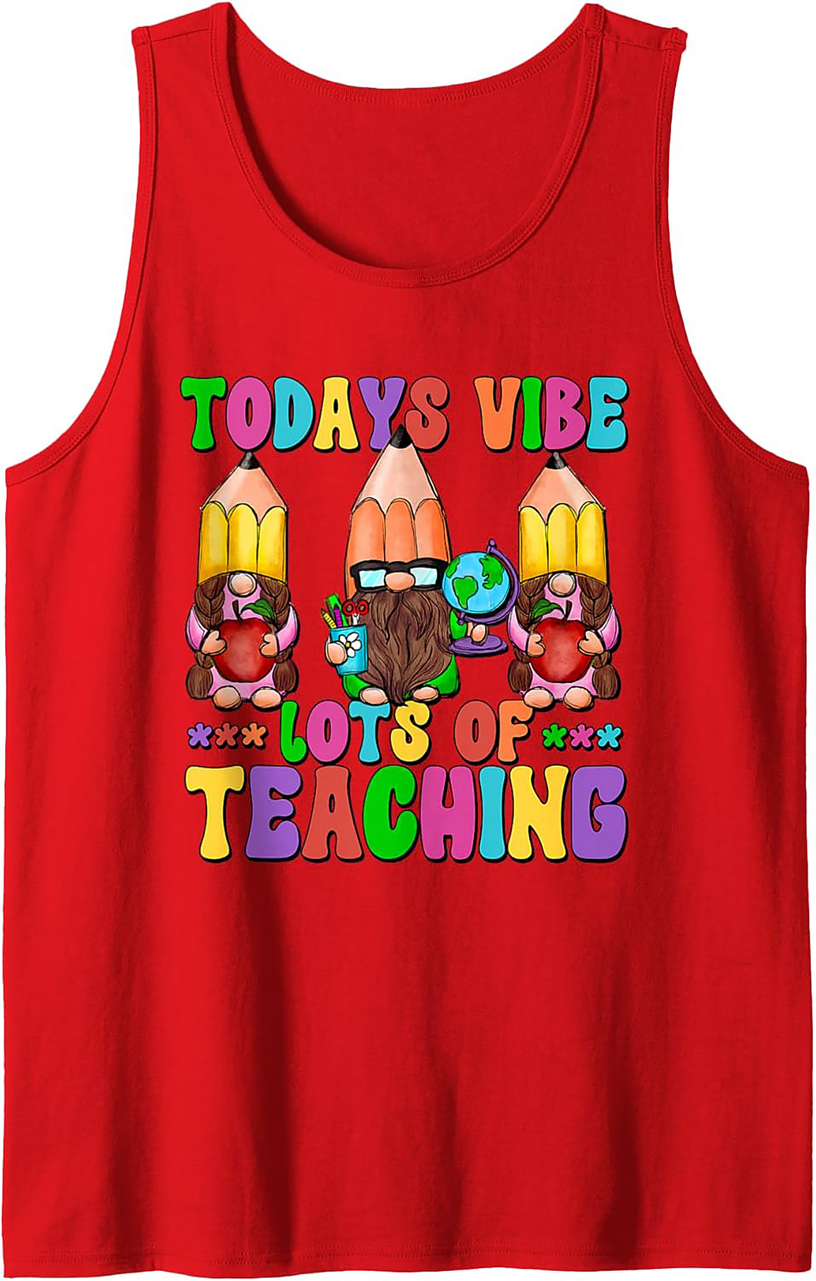 Funny Teacher Tank Top Gnome Back to School Sleeveless Shirt