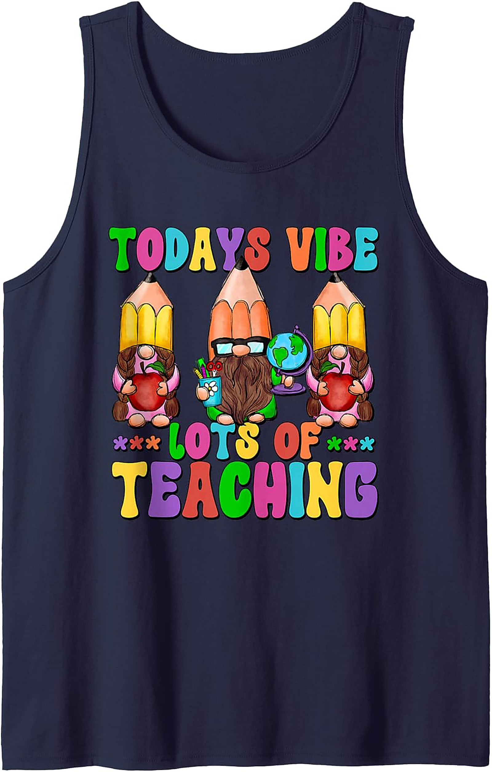Funny Teacher Tank Top Gnome Back to School Sleeveless Shirt
