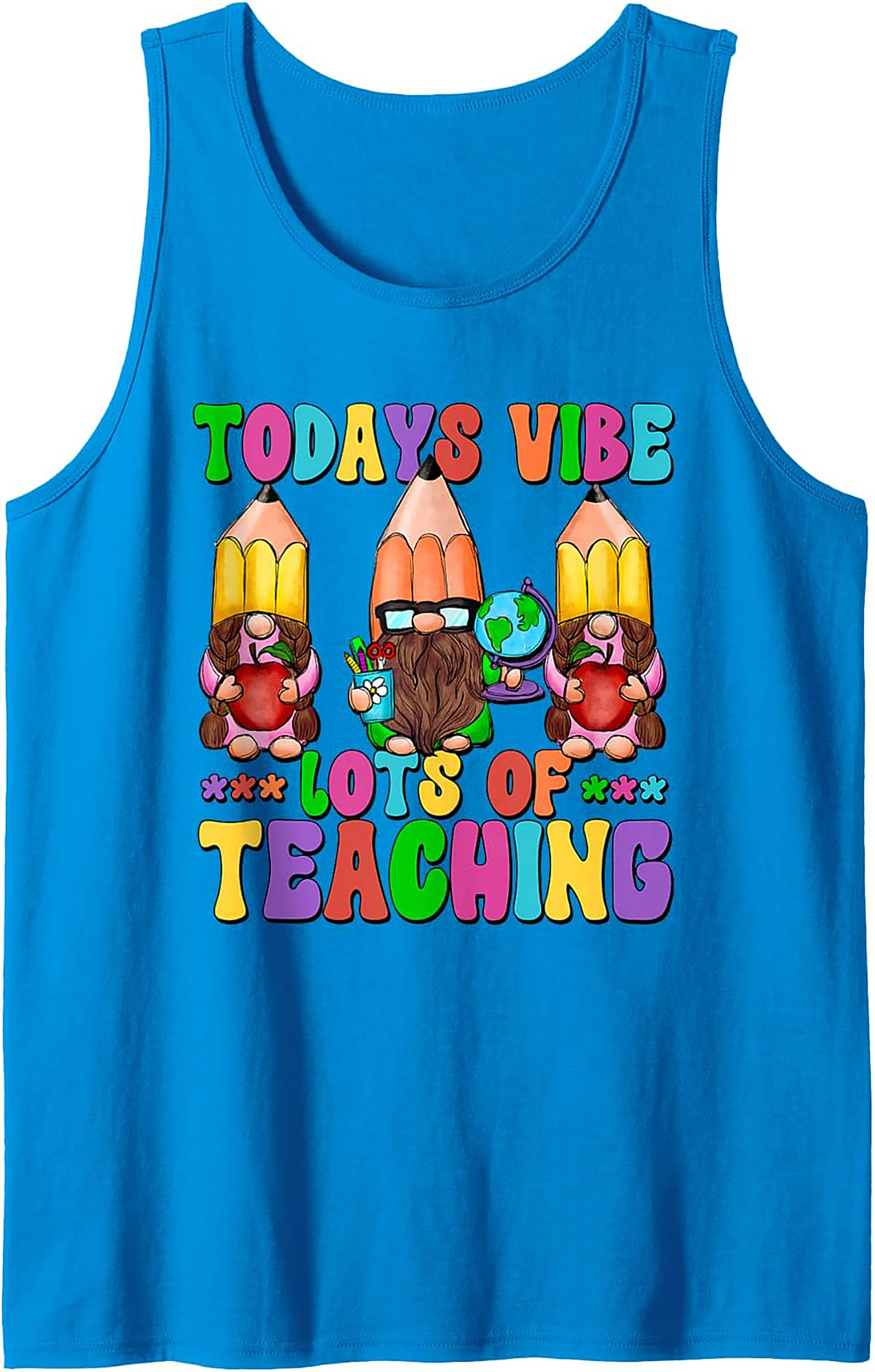 Funny Teacher Tank Top Gnome Back to School Sleeveless Shirt