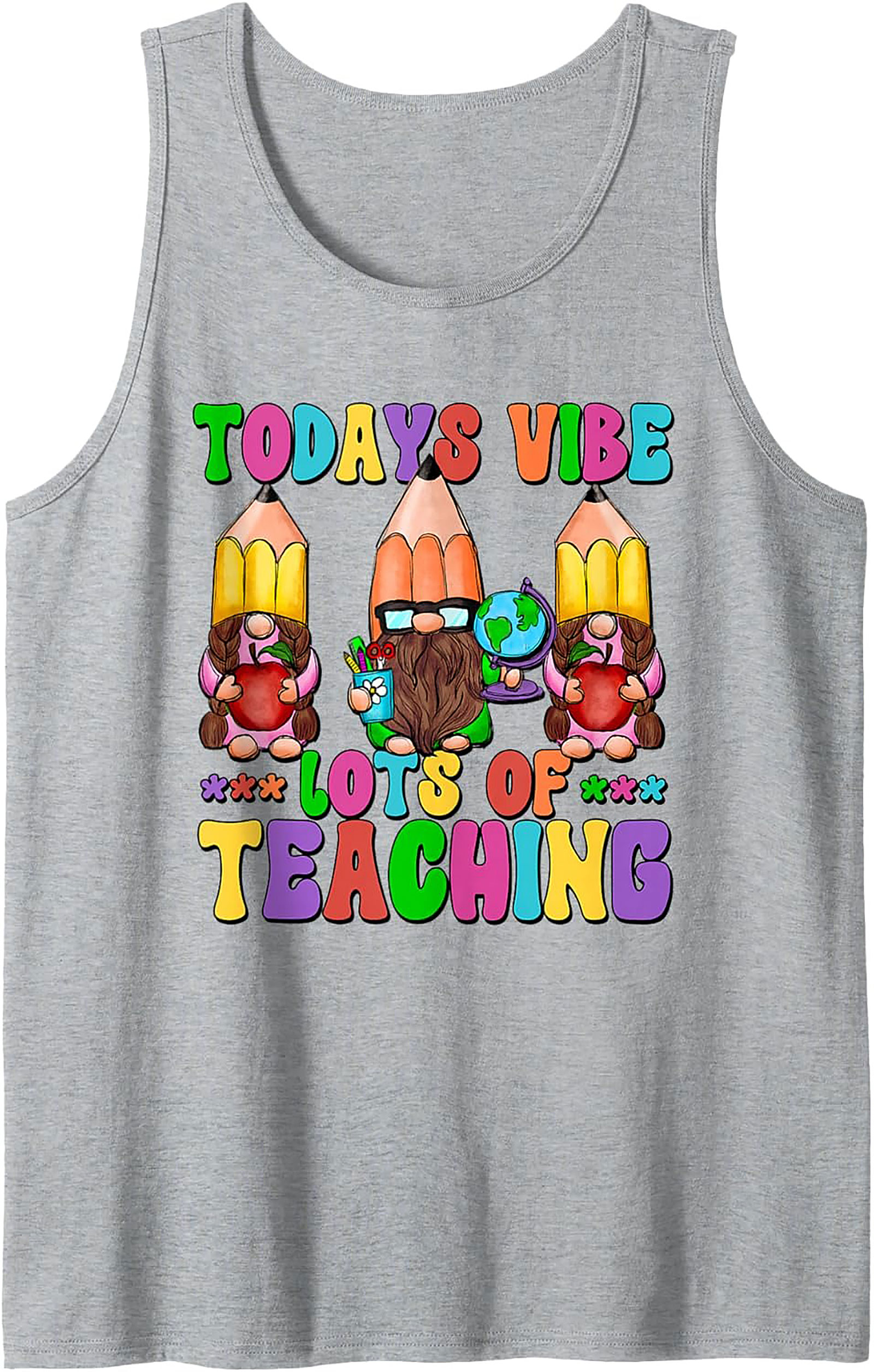 Funny Teacher Tank Top Gnome Back to School Sleeveless Shirt