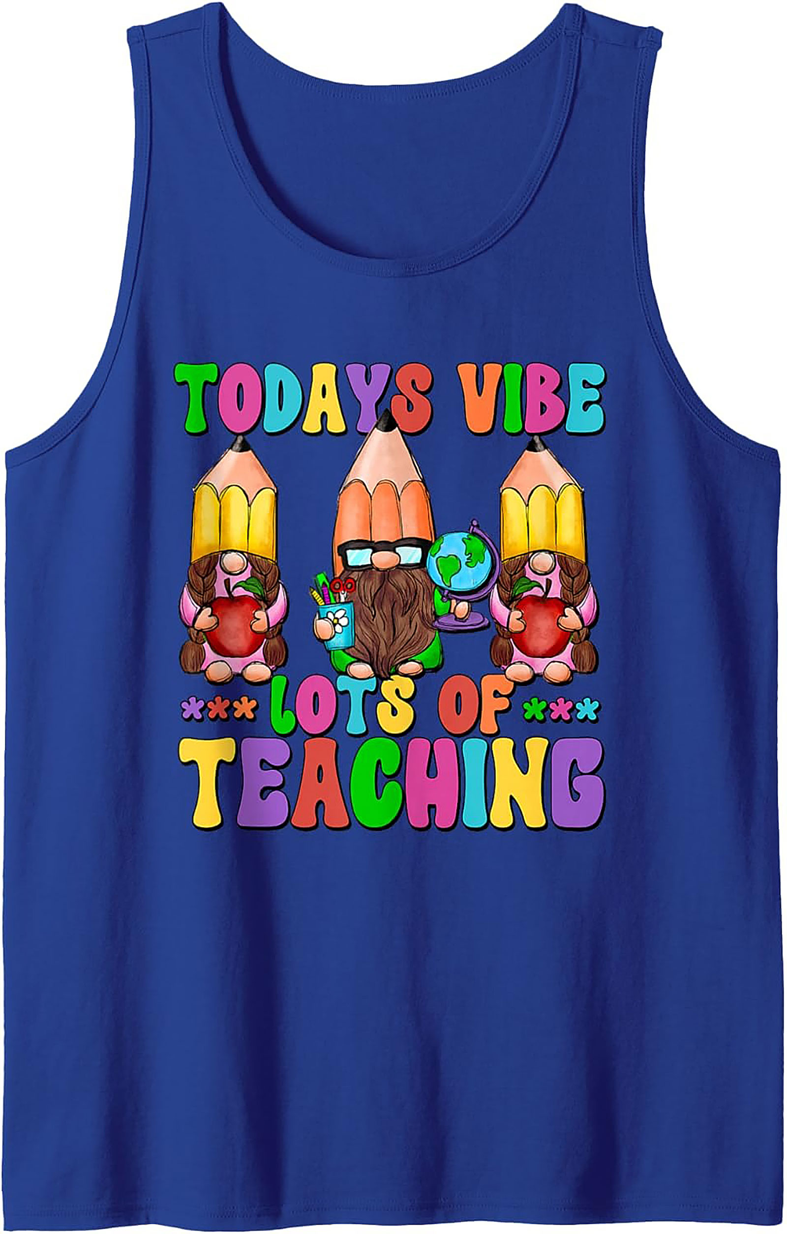 Funny Teacher Tank Top Gnome Back to School Sleeveless Shirt