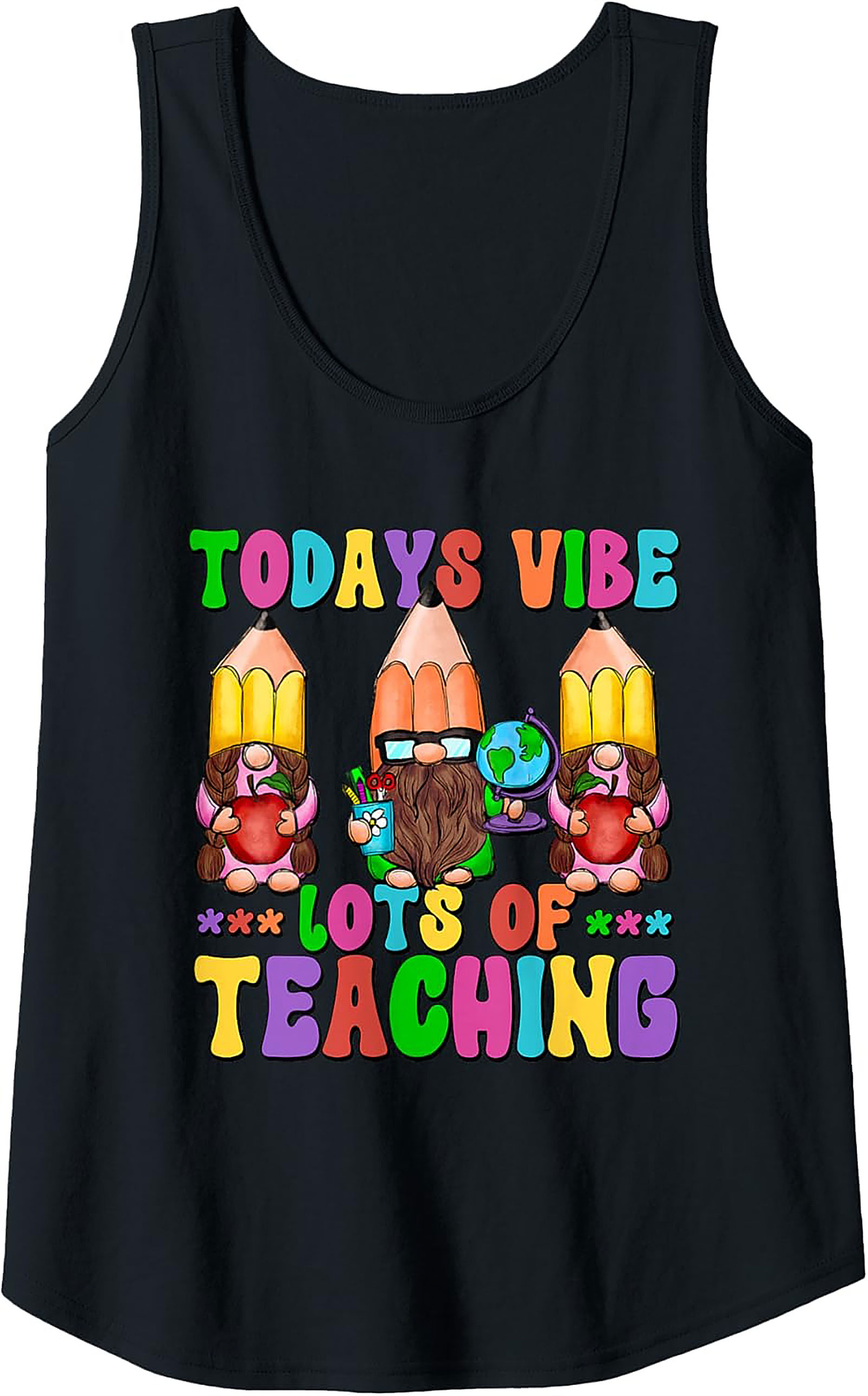 Funny Teacher Tank Top Gnome Back to School Sleeveless Shirt