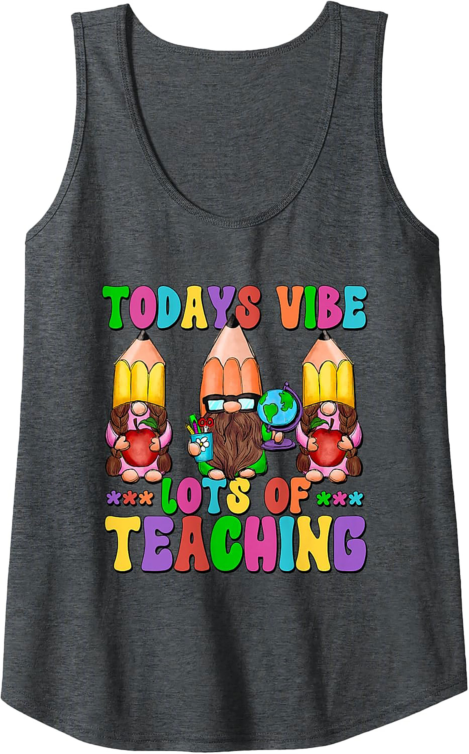 Funny Teacher Tank Top Gnome Back to School Sleeveless Shirt