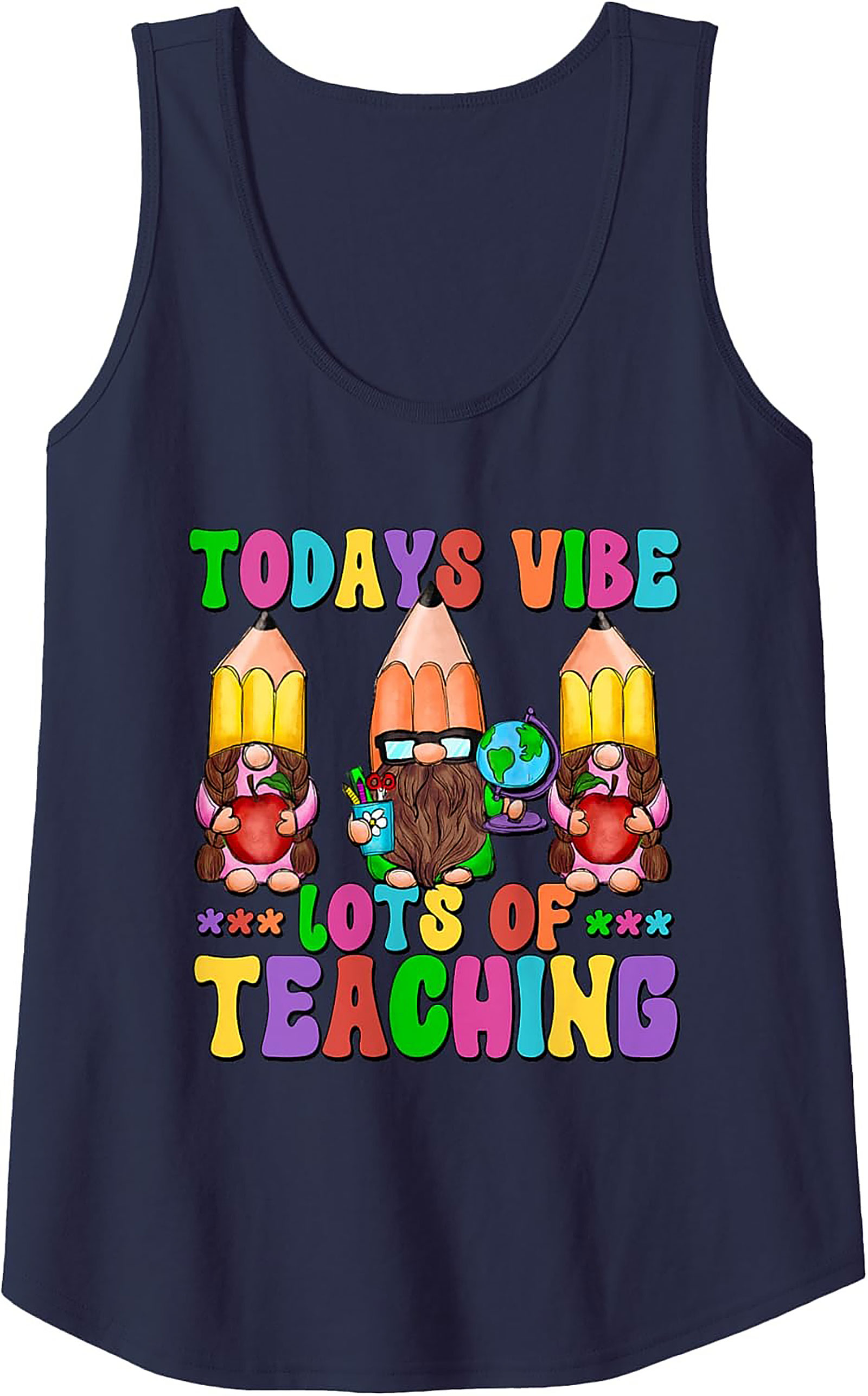 Funny Teacher Tank Top Gnome Back to School Sleeveless Shirt
