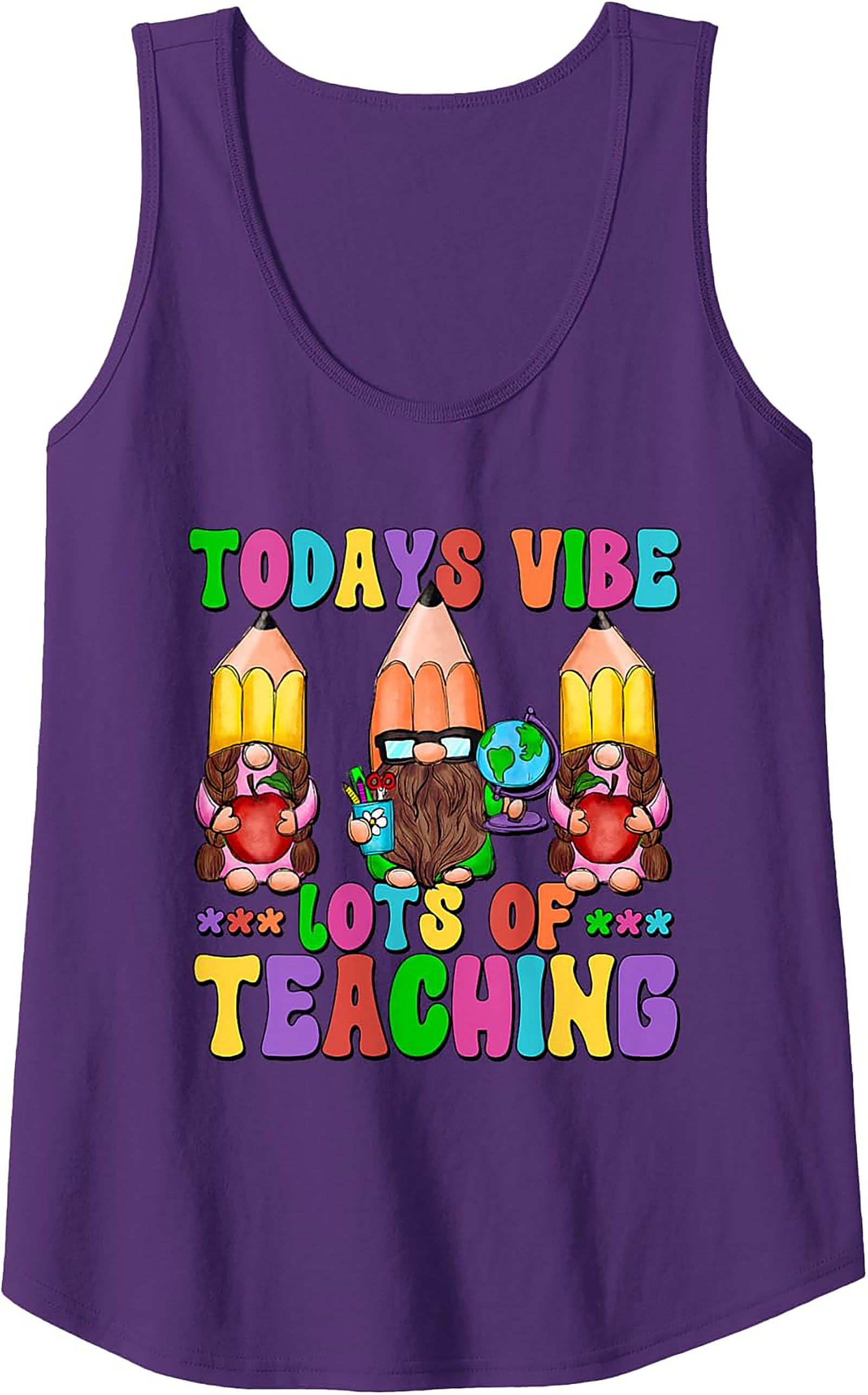 Funny Teacher Tank Top Gnome Back to School Sleeveless Shirt