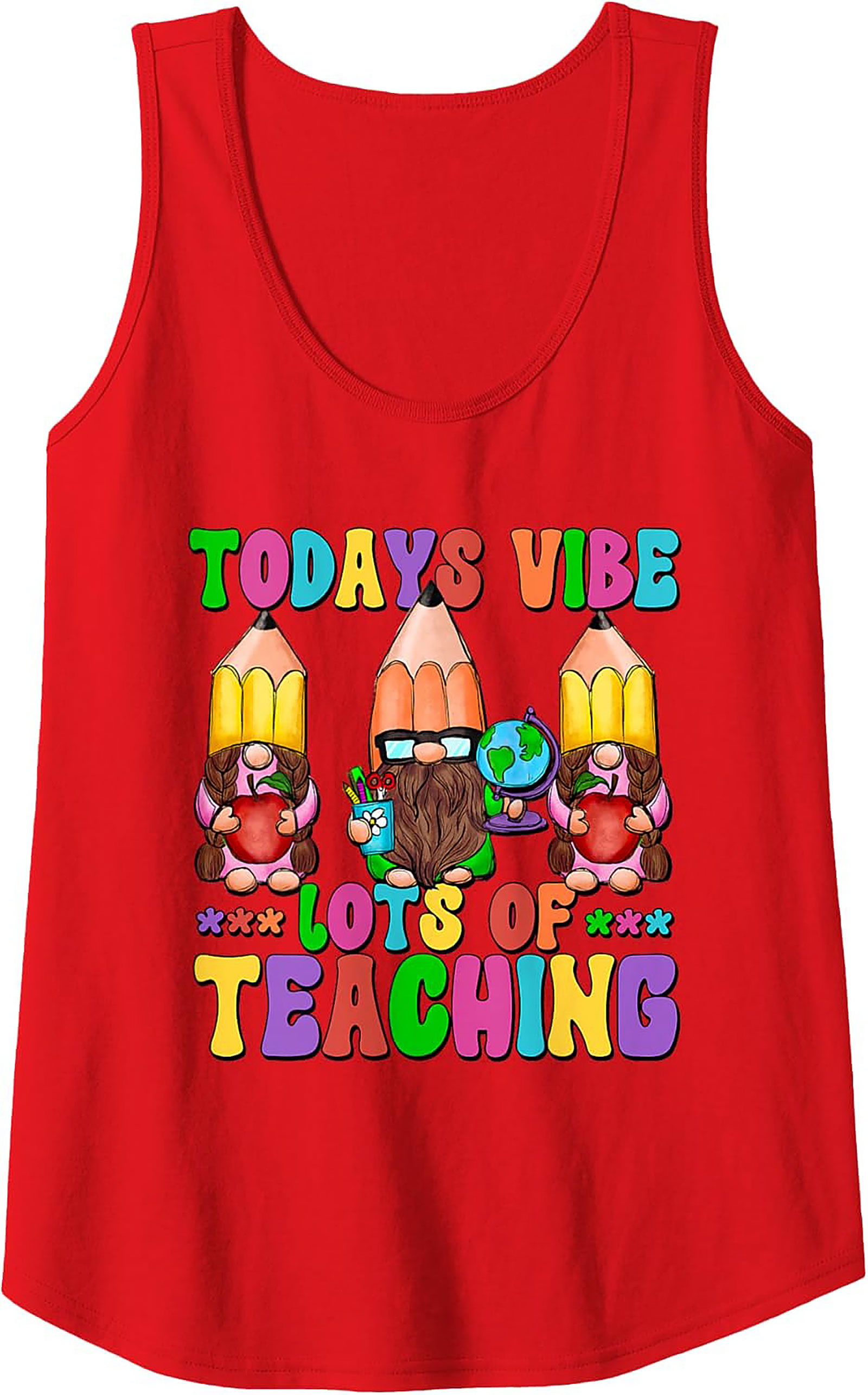Funny Teacher Tank Top Gnome Back to School Sleeveless Shirt