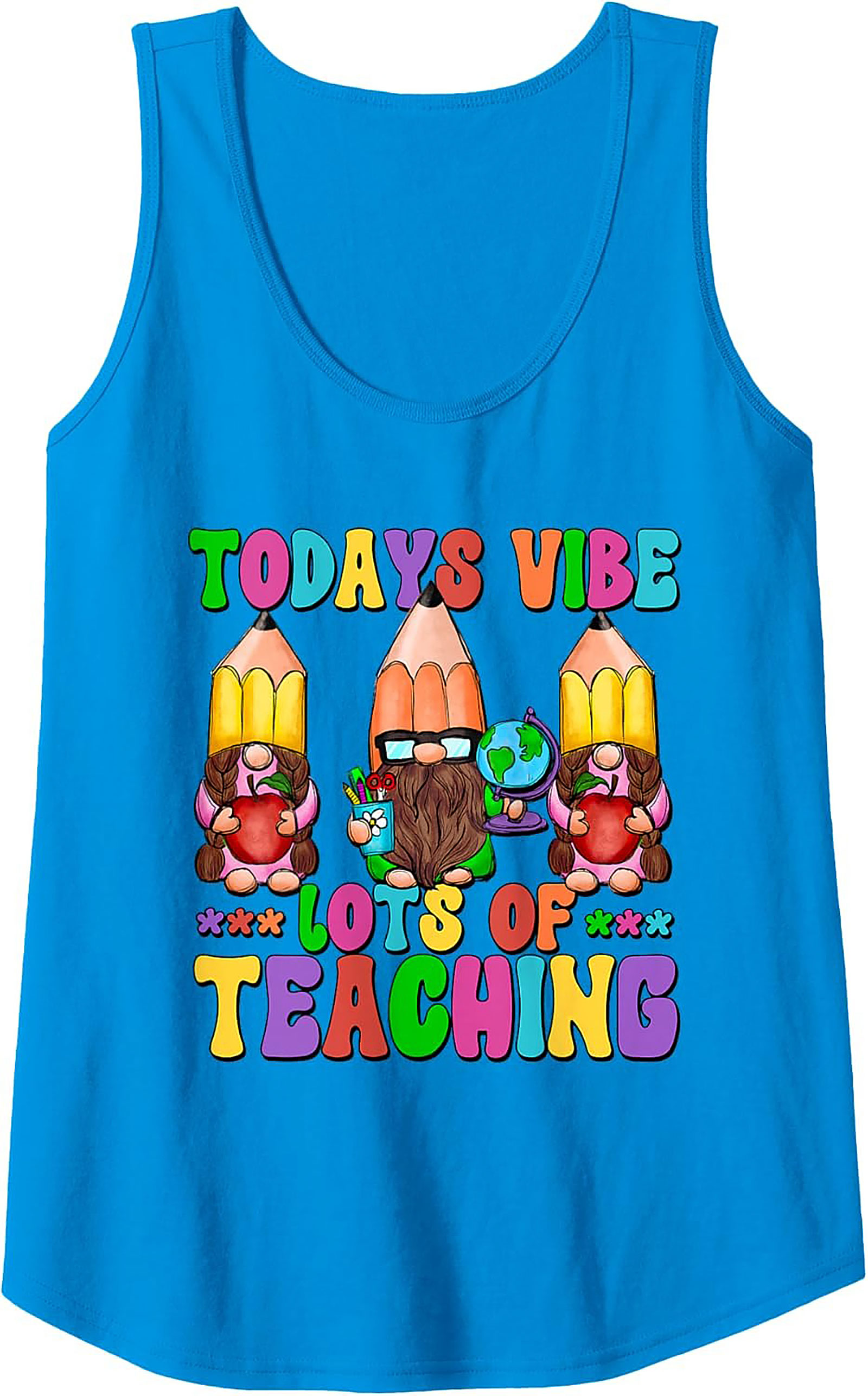Funny Teacher Tank Top Gnome Back to School Sleeveless Shirt