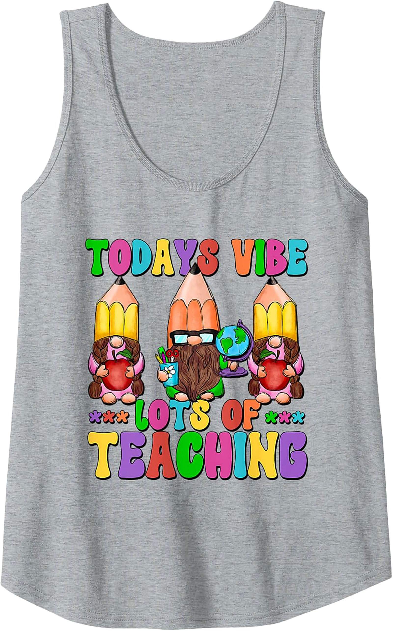 Funny Teacher Tank Top Gnome Back to School Sleeveless Shirt