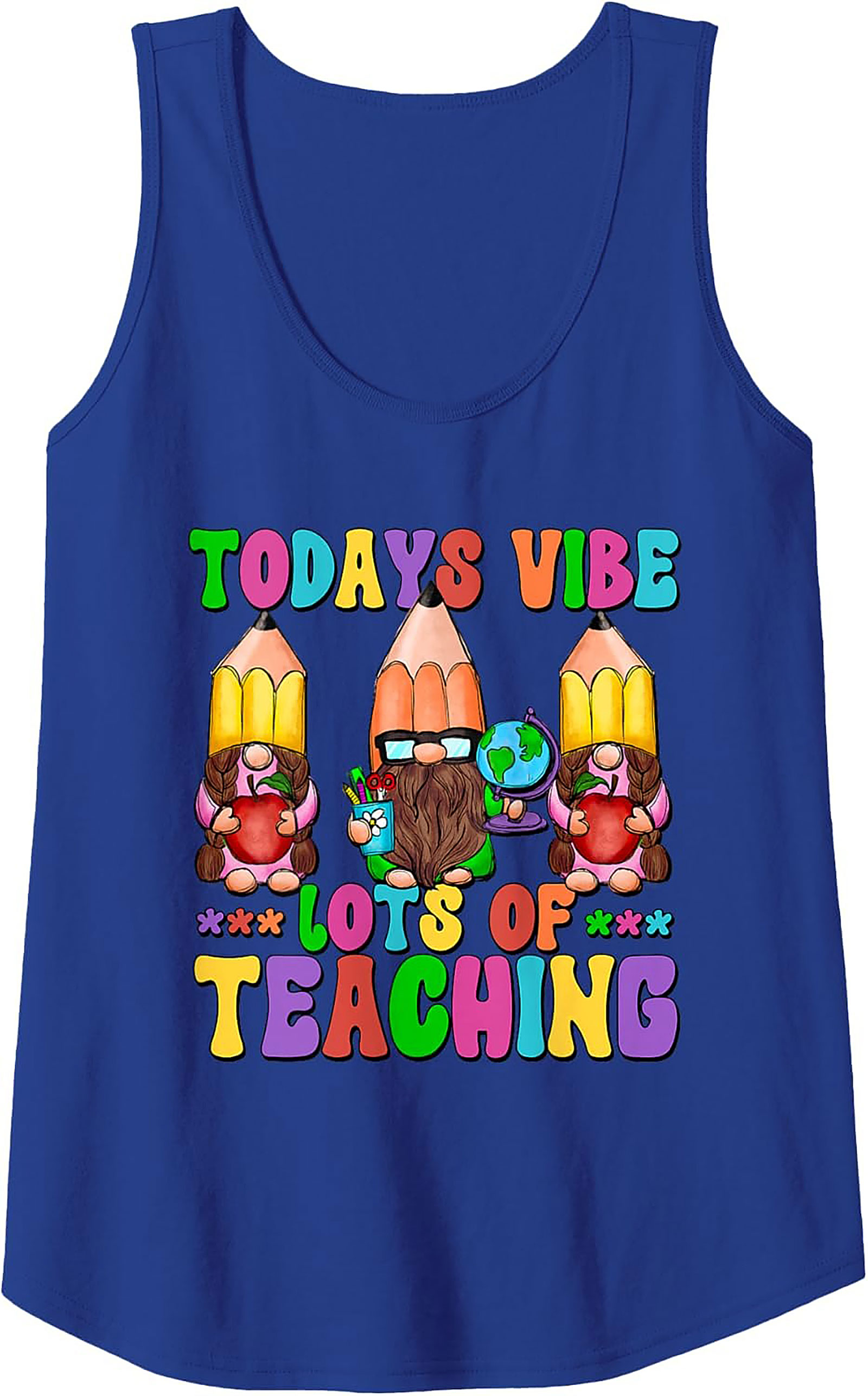 Funny Teacher Tank Top Gnome Back to School Sleeveless Shirt