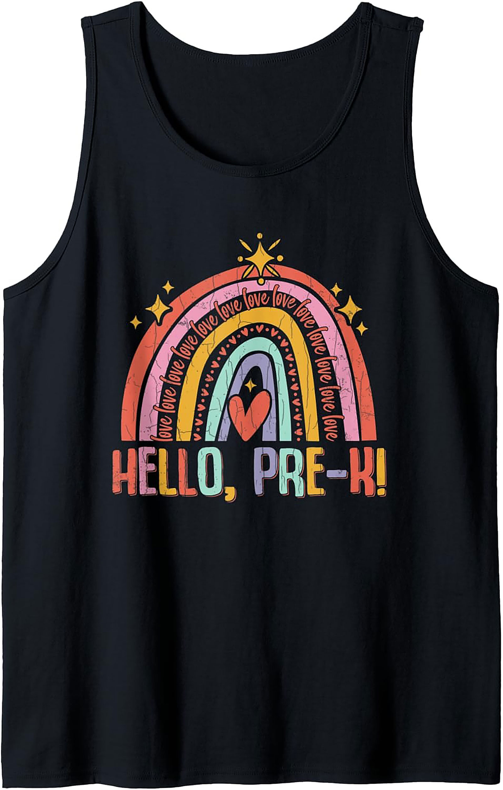 Hello Pre-K Teacher Tank Top Retro Sleeveless Shirt Gift