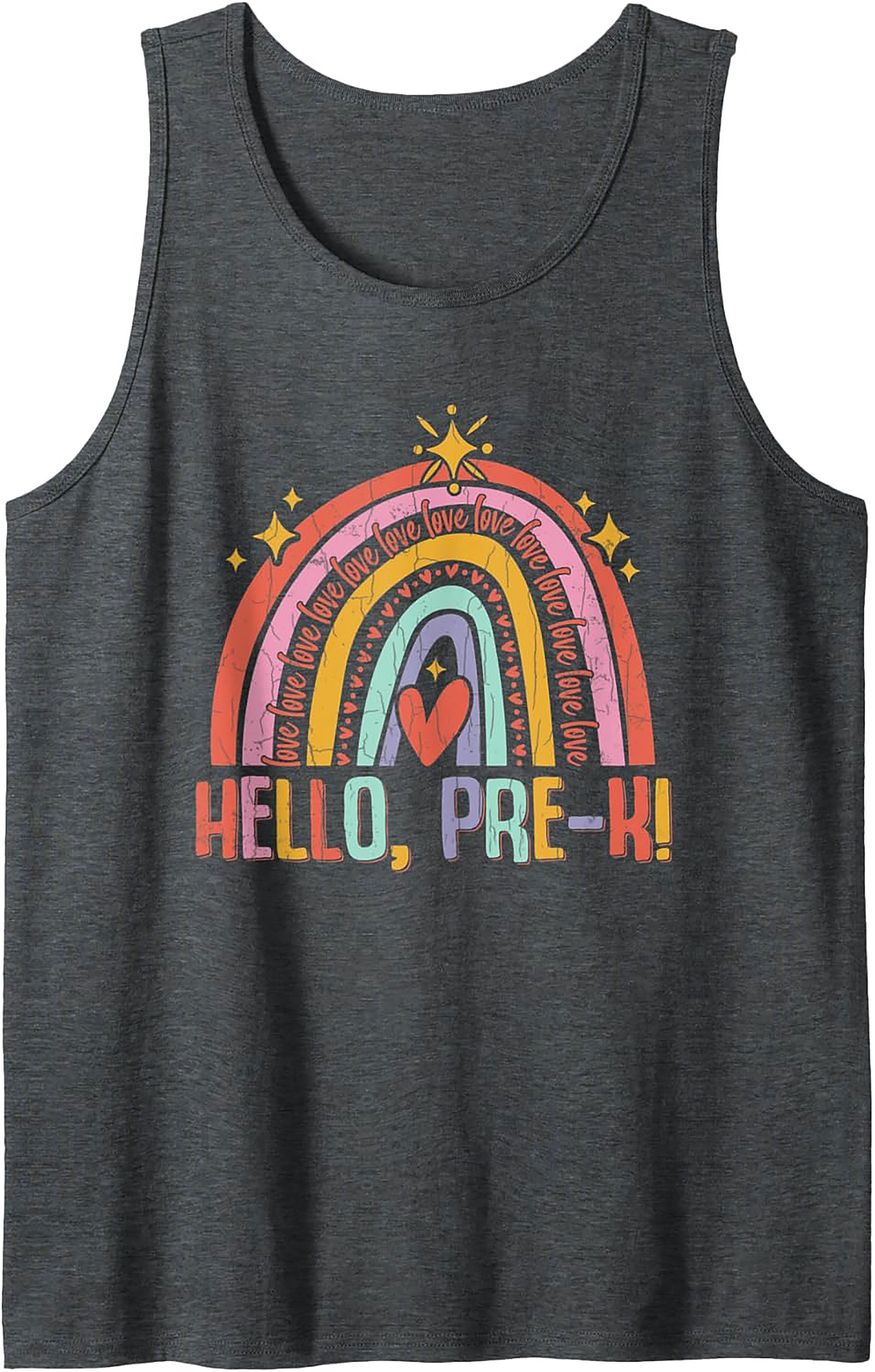 Hello Pre-K Teacher Tank Top Retro Sleeveless Shirt Gift