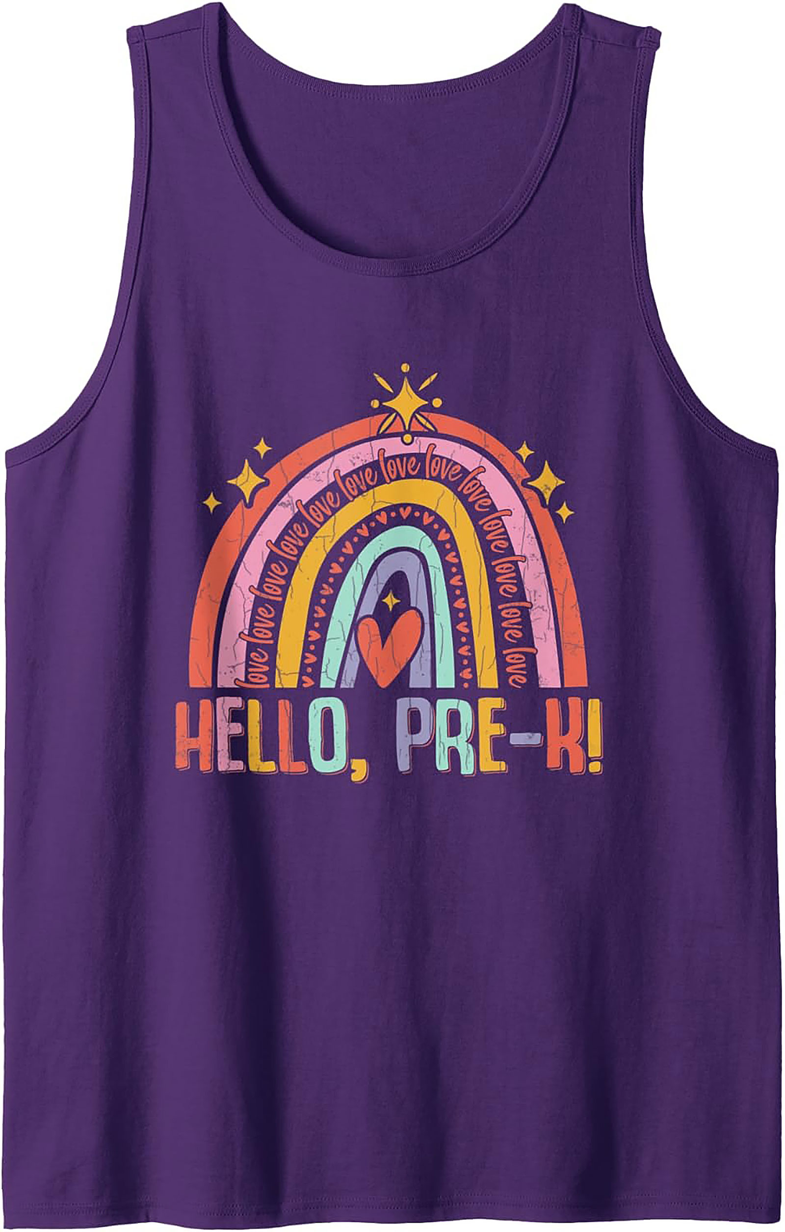 Hello Pre-K Teacher Tank Top Retro Sleeveless Shirt Gift