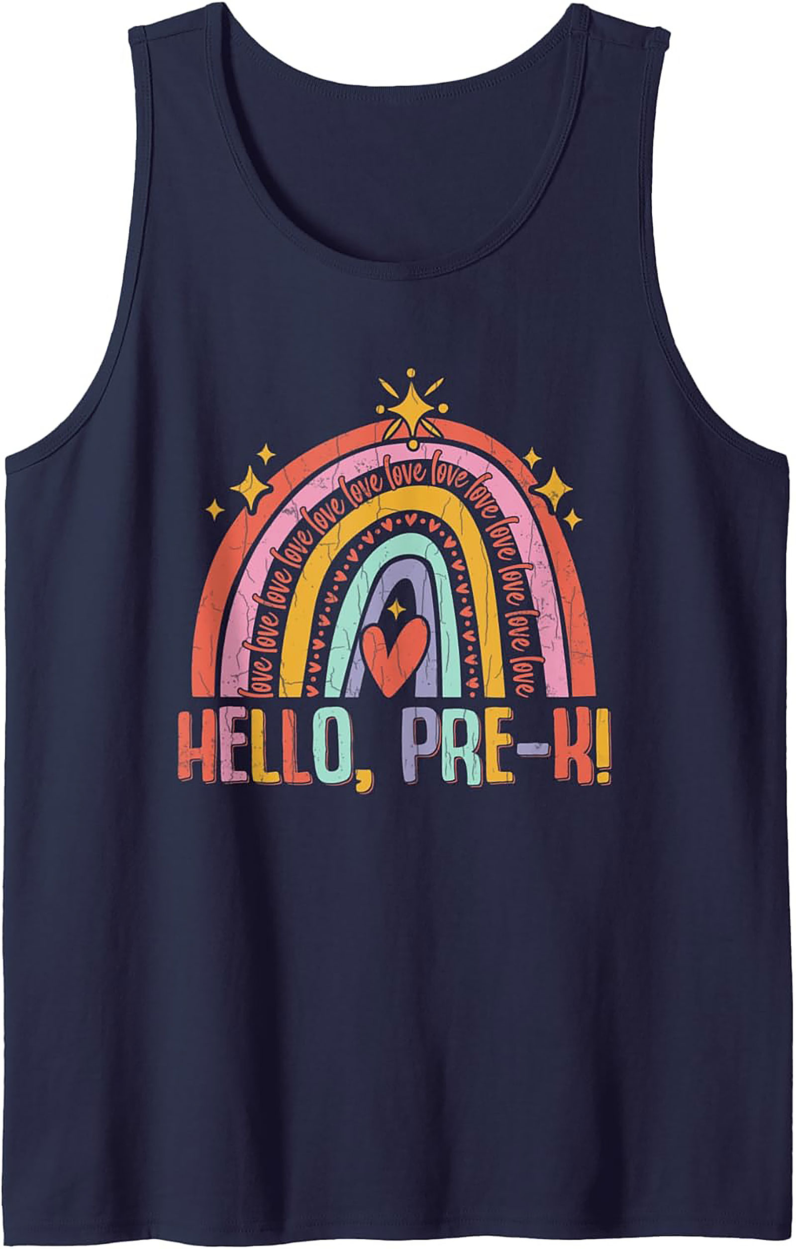 Hello Pre-K Teacher Tank Top Retro Sleeveless Shirt Gift